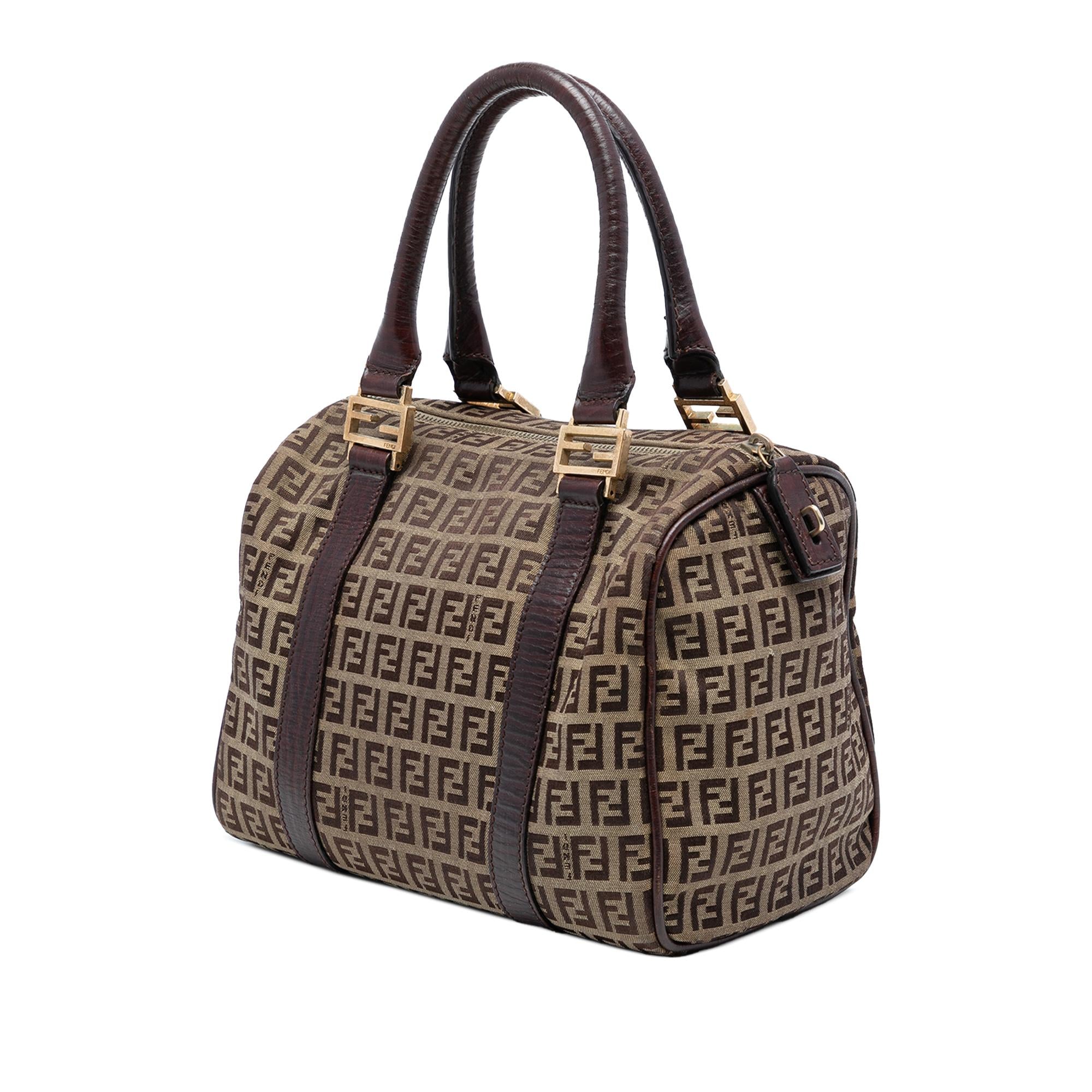 Fendi Small Zucchino Canvas Forever Bauletto Boston Bag