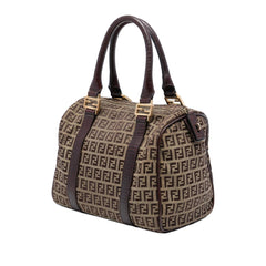 Fendi Small Zucchino Canvas Forever Bauletto Boston Bag