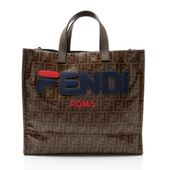 Fendi Spalmati Fila Mania Logo Shopper Tote
