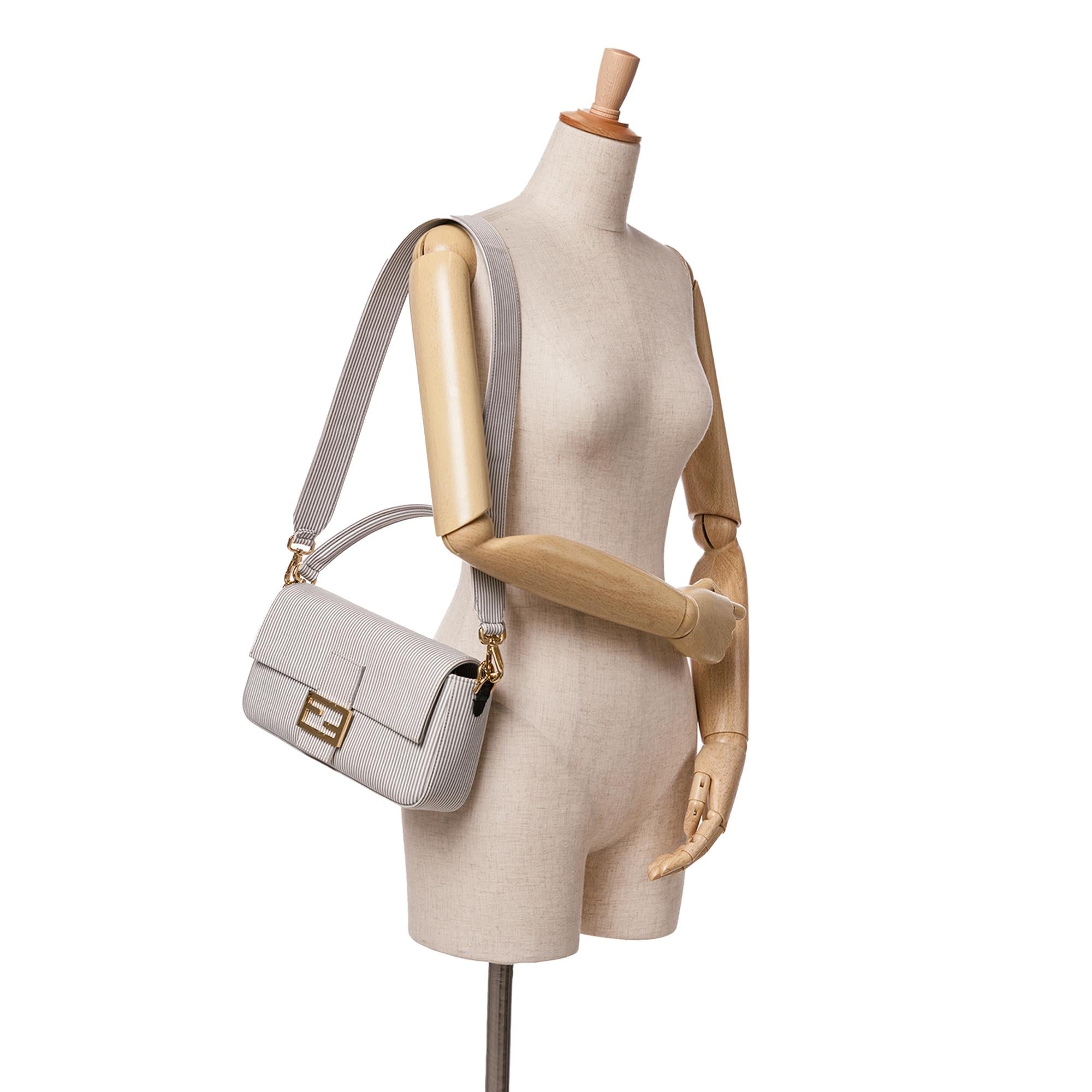 Fendi Striped Jersey Baguette Satchel