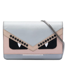 Fendi Studded Leather Monster Eyes Tube Wallet On Chain