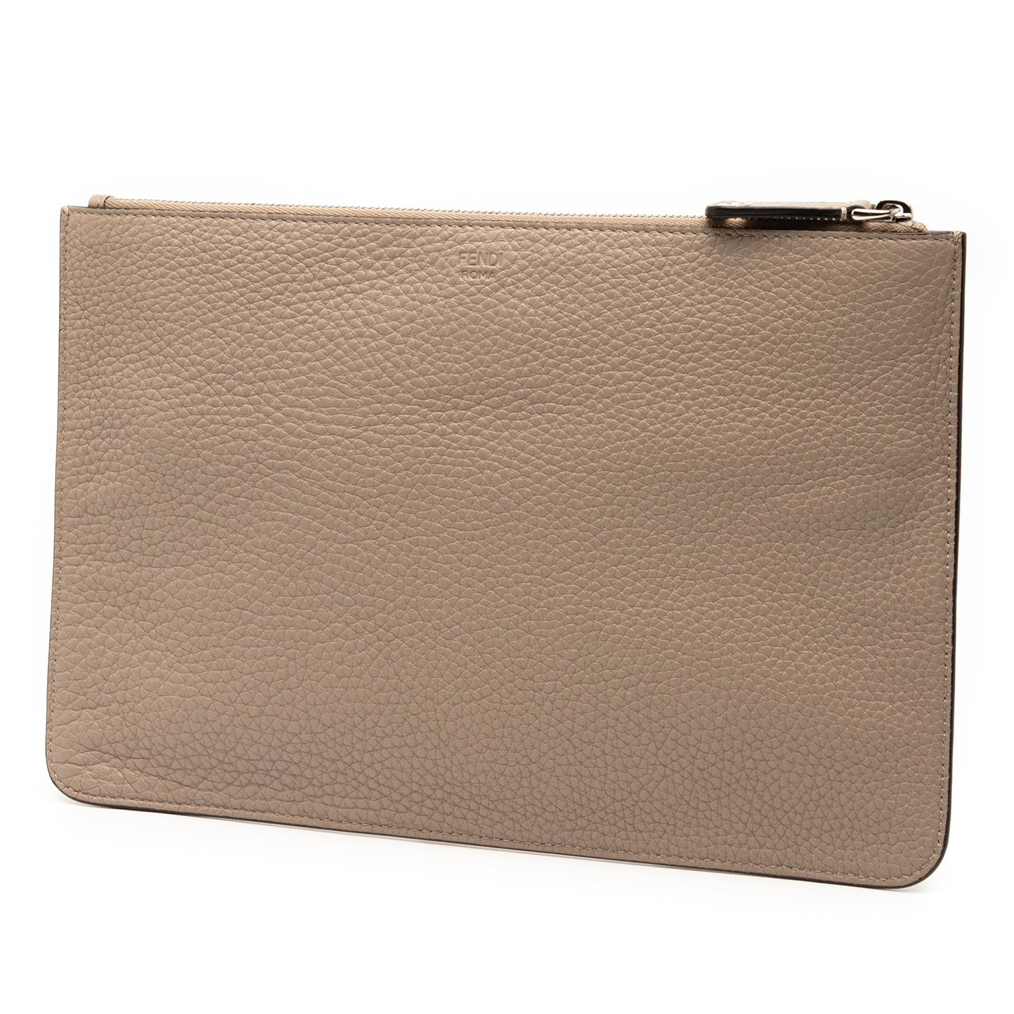 Fendi Sue Tilley Leather Banana Zip Clutch