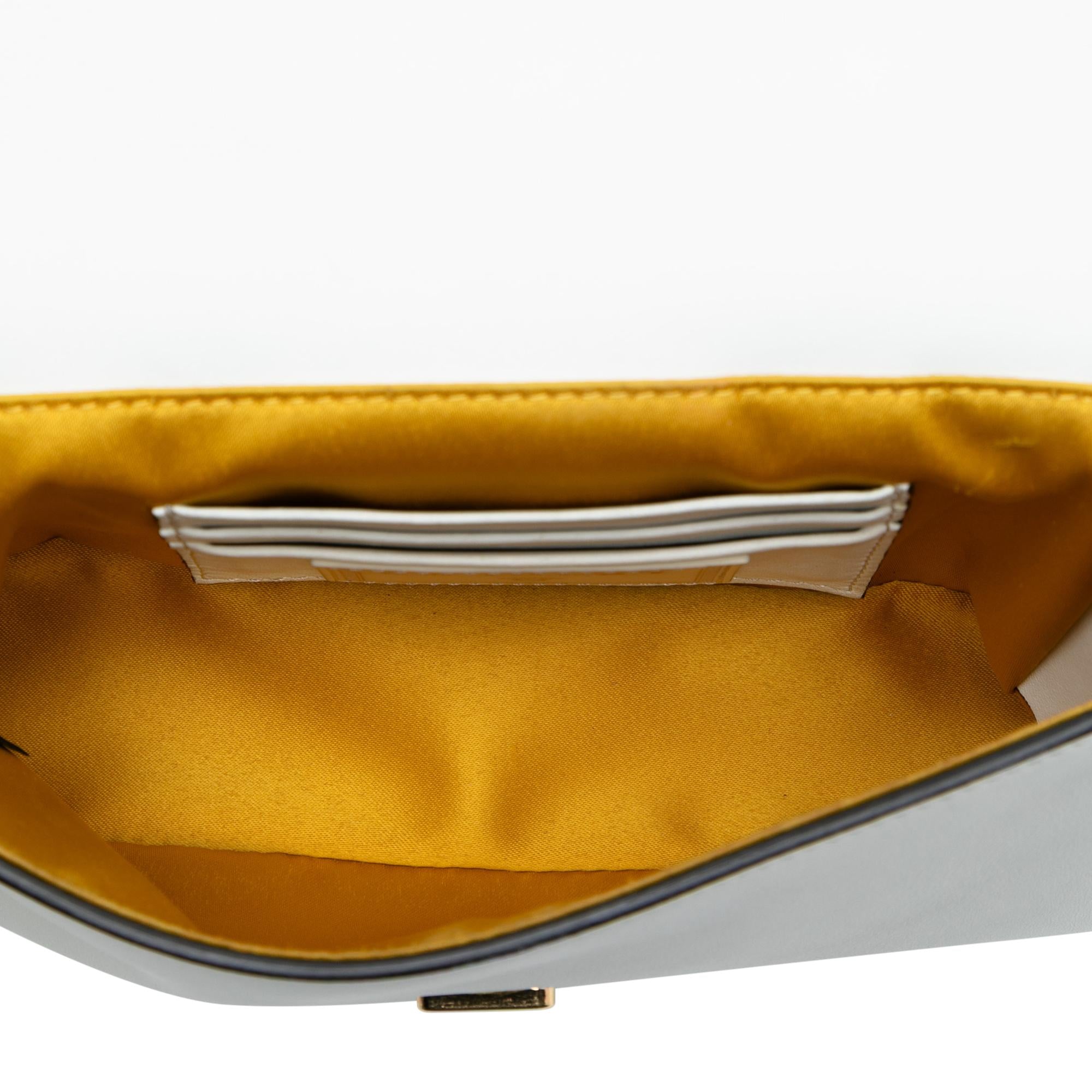Fendi Versace Vitello Seta Fendace Mini Brooch Baguette Satchel