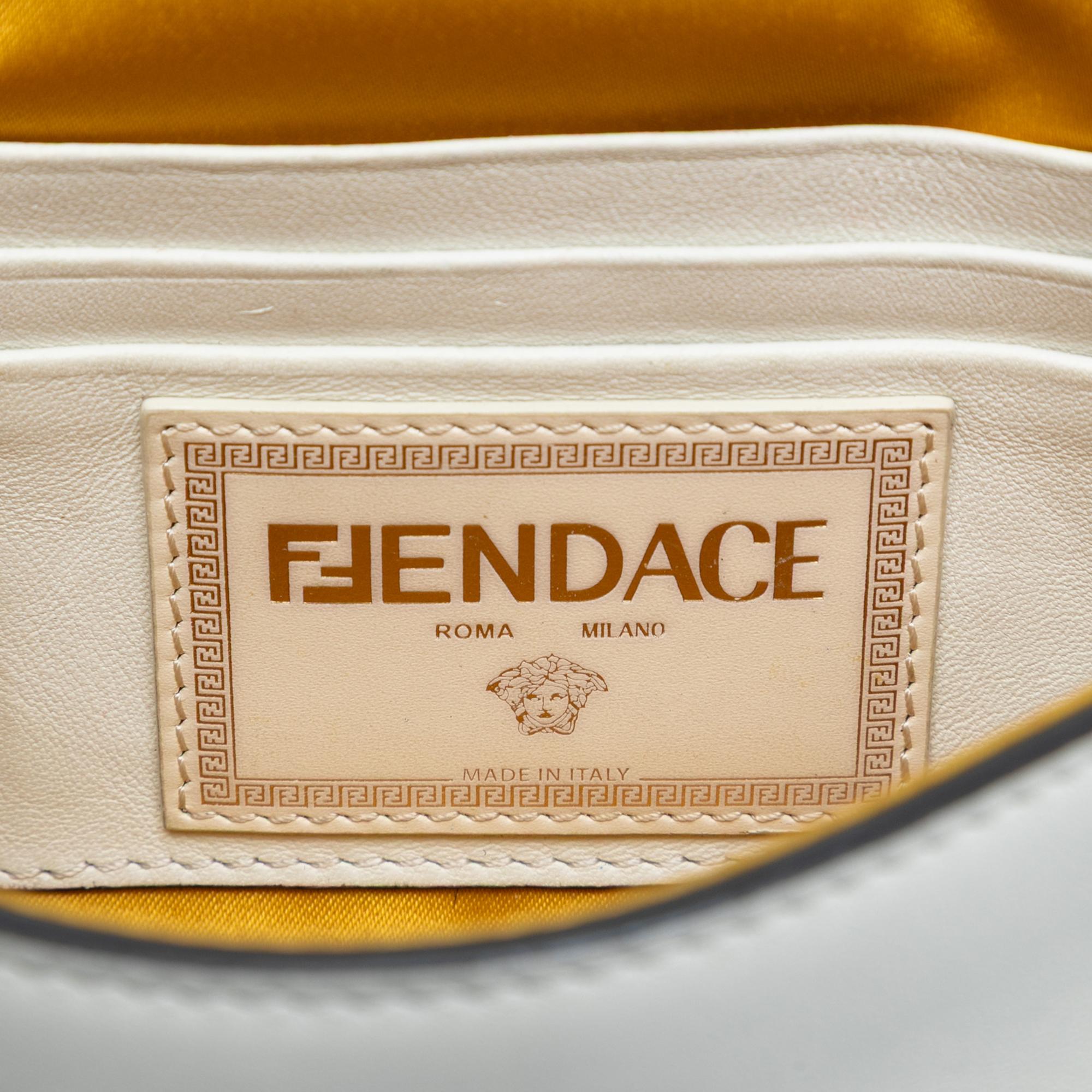 Fendi Versace Vitello Seta Fendace Mini Brooch Baguette Satchel
