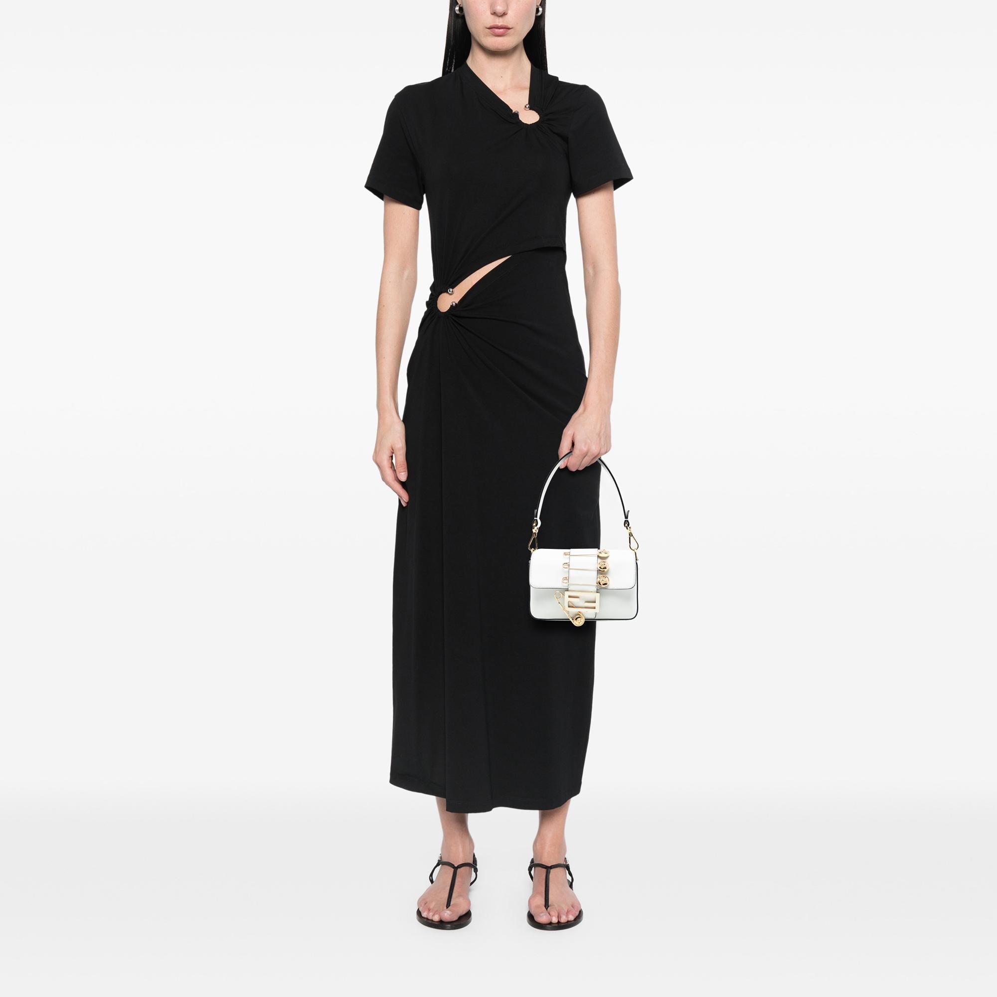 Fendi Versace Vitello Seta Fendace Mini Brooch Baguette Satchel