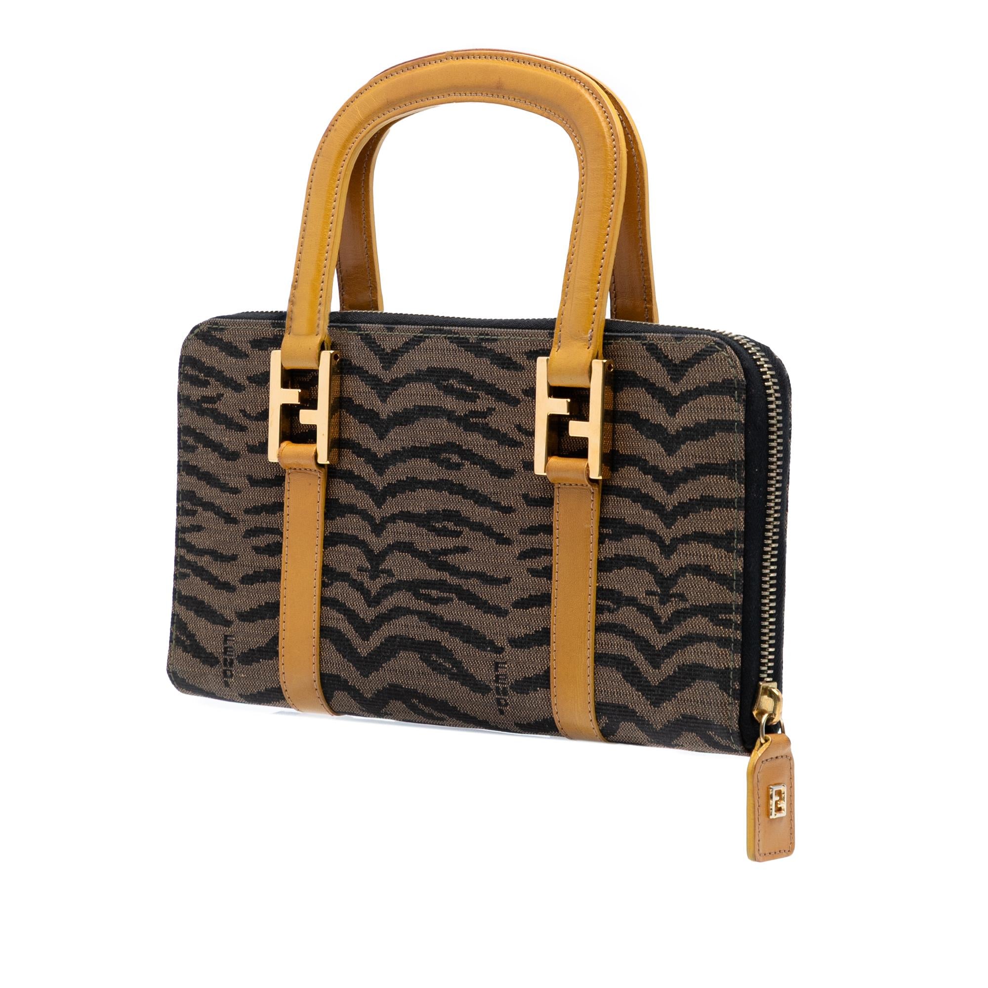 Fendi Zebra Print Canvas Twins Handbag