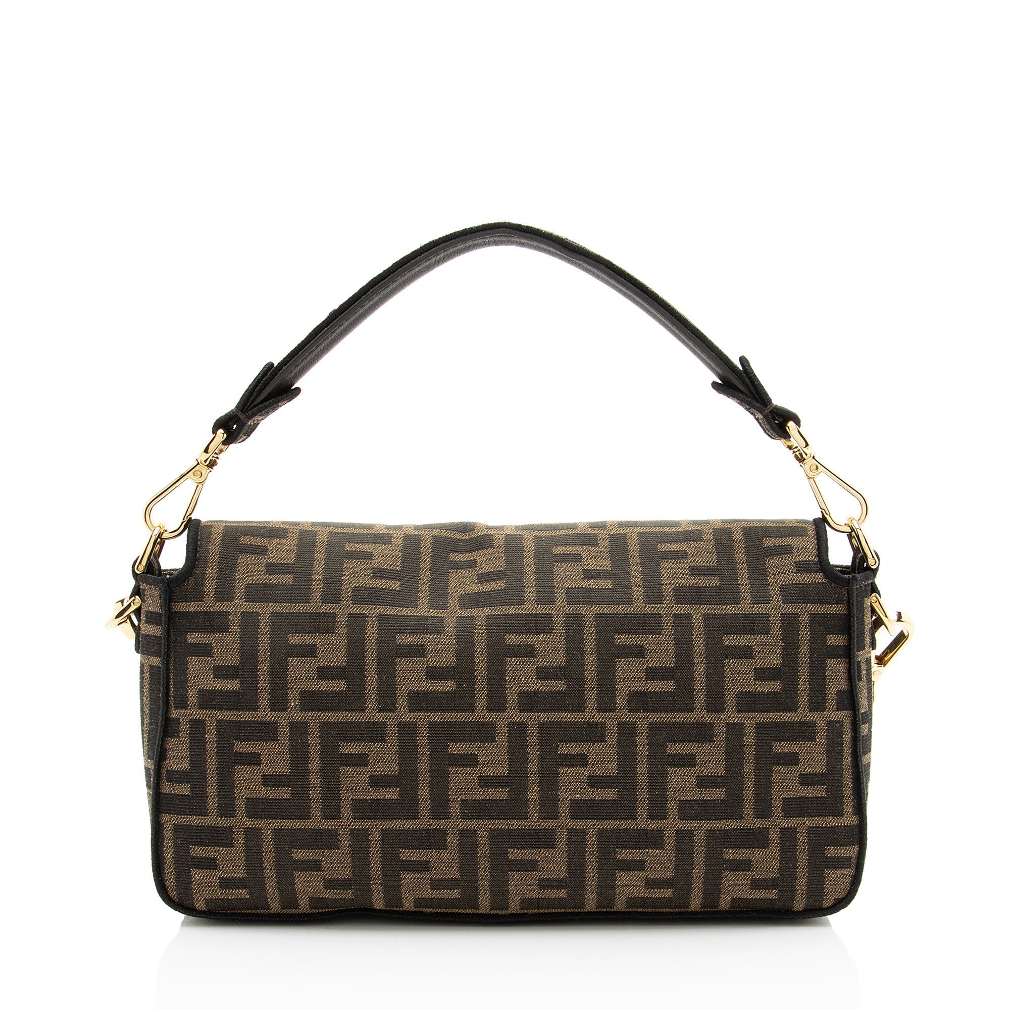 Fendi Zucca Calfskin Baguette Shoulder Bag