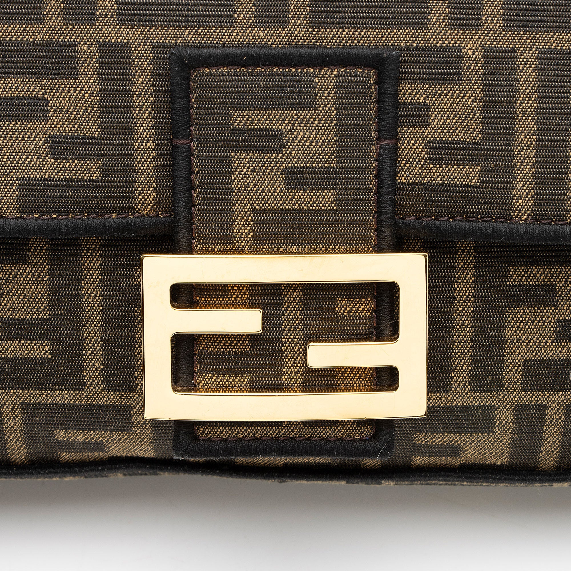 Fendi Zucca Calfskin Baguette Shoulder Bag