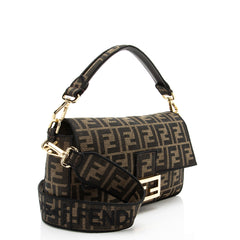 Fendi Zucca Calfskin Baguette Shoulder Bag