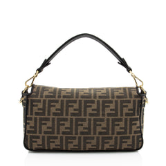 Fendi Zucca Calfskin Baguette Shoulder Bag