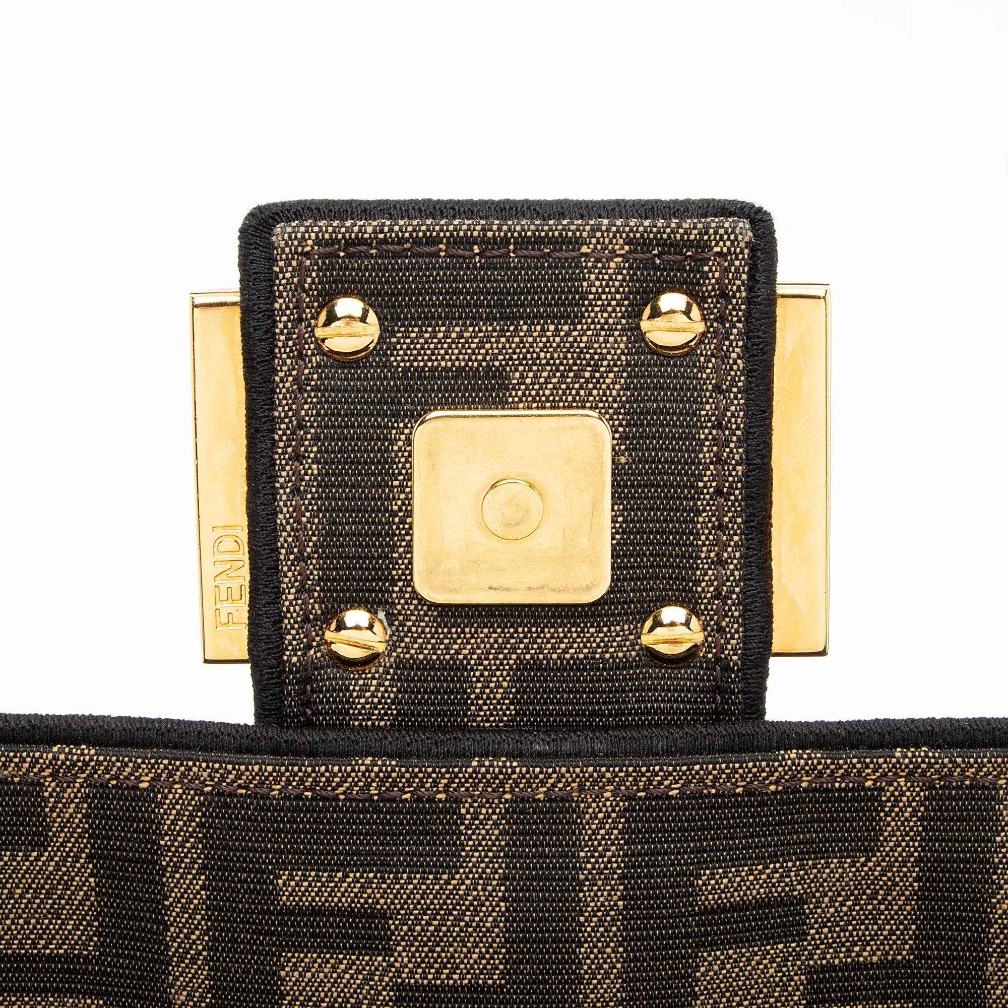 Fendi Zucca Calfskin Baguette Shoulder Bag