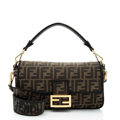 Fendi Zucca Calfskin Baguette Shoulder Bag