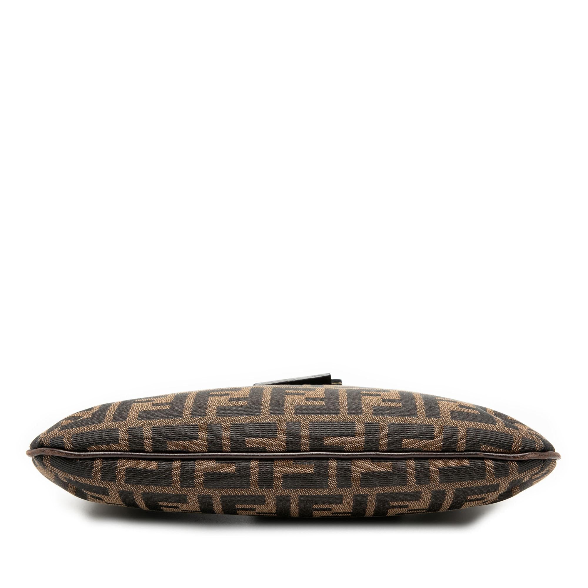 Fendi Zucca Canvas Double Flap Shoulder Bag
