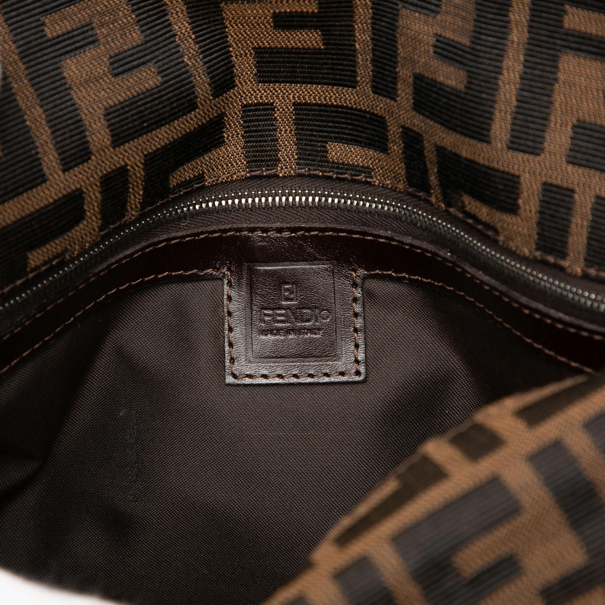 Fendi Zucca Canvas Double Flap Shoulder Bag