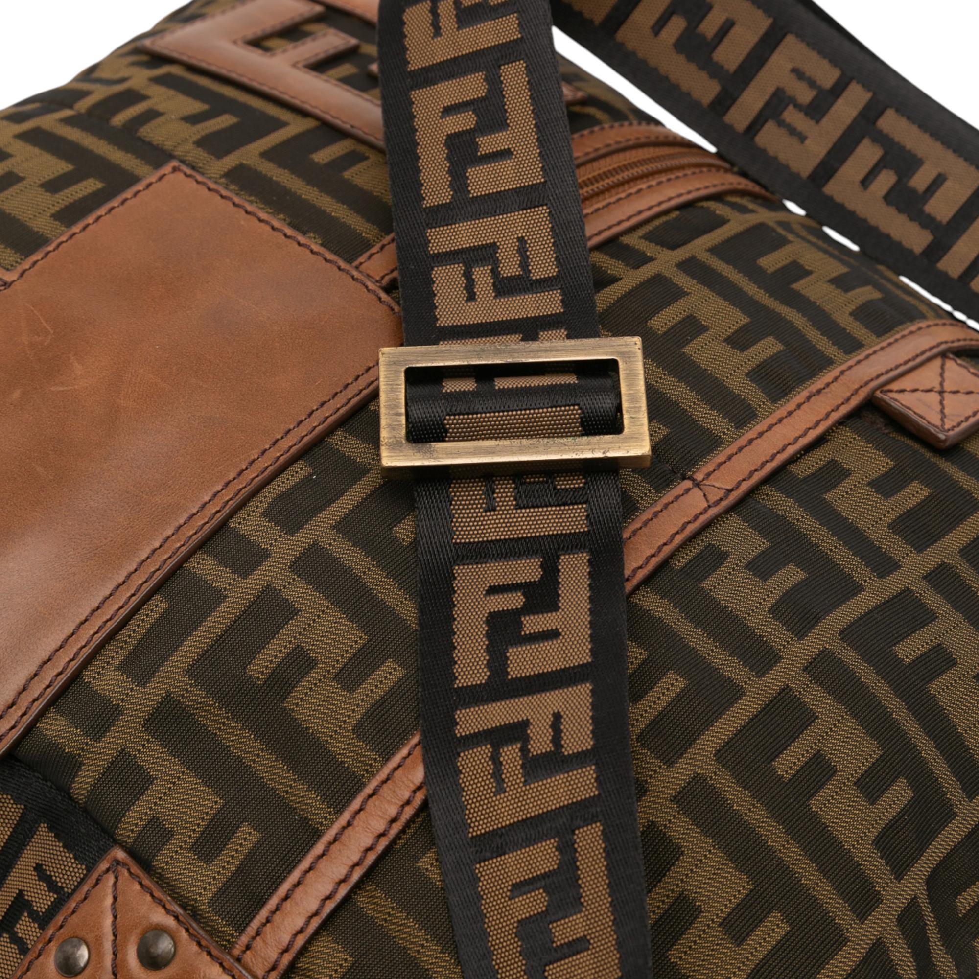 Fendi Zucca Canvas FF Flat Messenger Bag