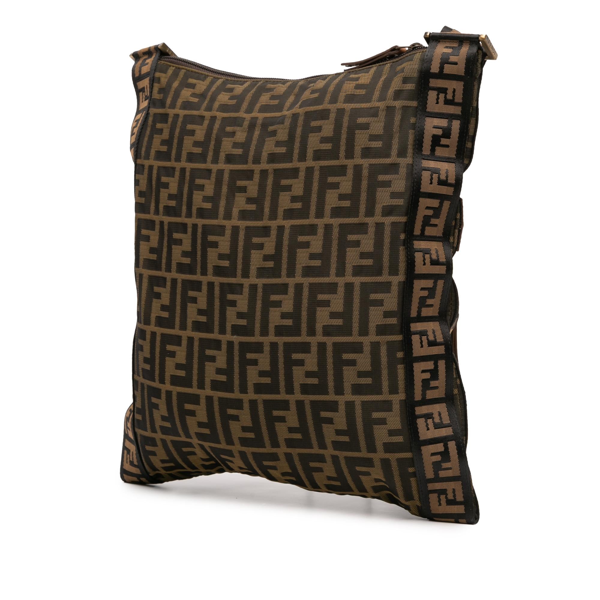 Fendi Zucca Canvas FF Flat Messenger Bag