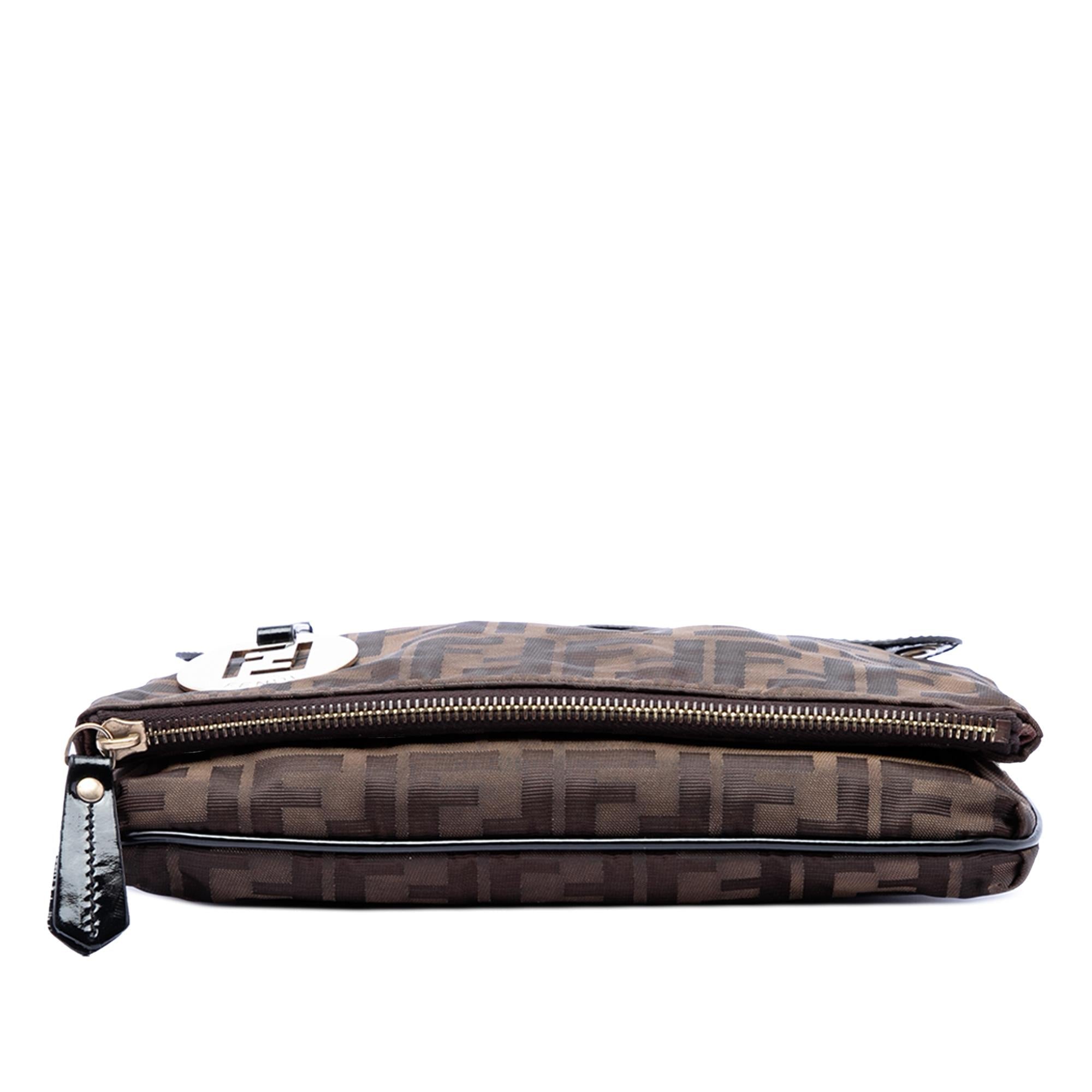 Fendi Zucca Canvas Flap Wristlet Clutch