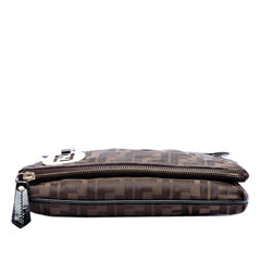 Fendi Zucca Canvas Flap Wristlet Clutch