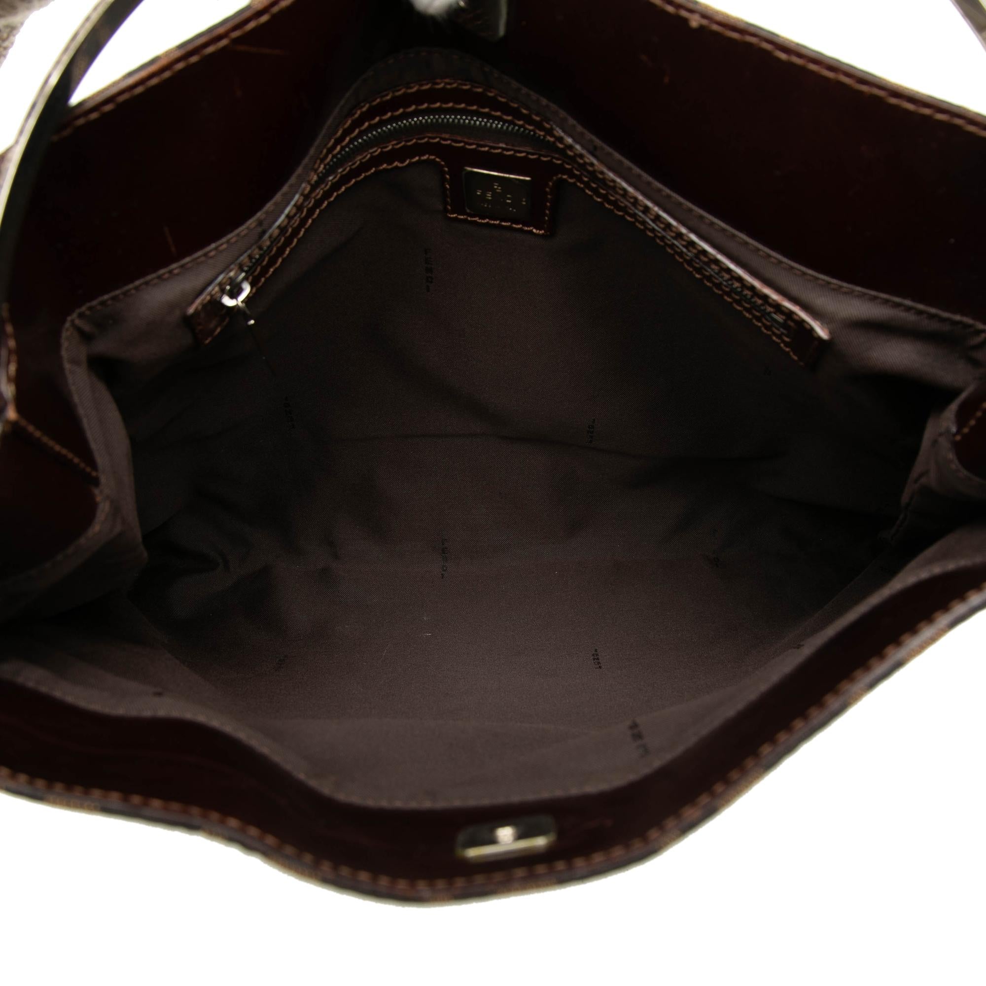 Fendi Zucca Canvas Metal Handle Tote