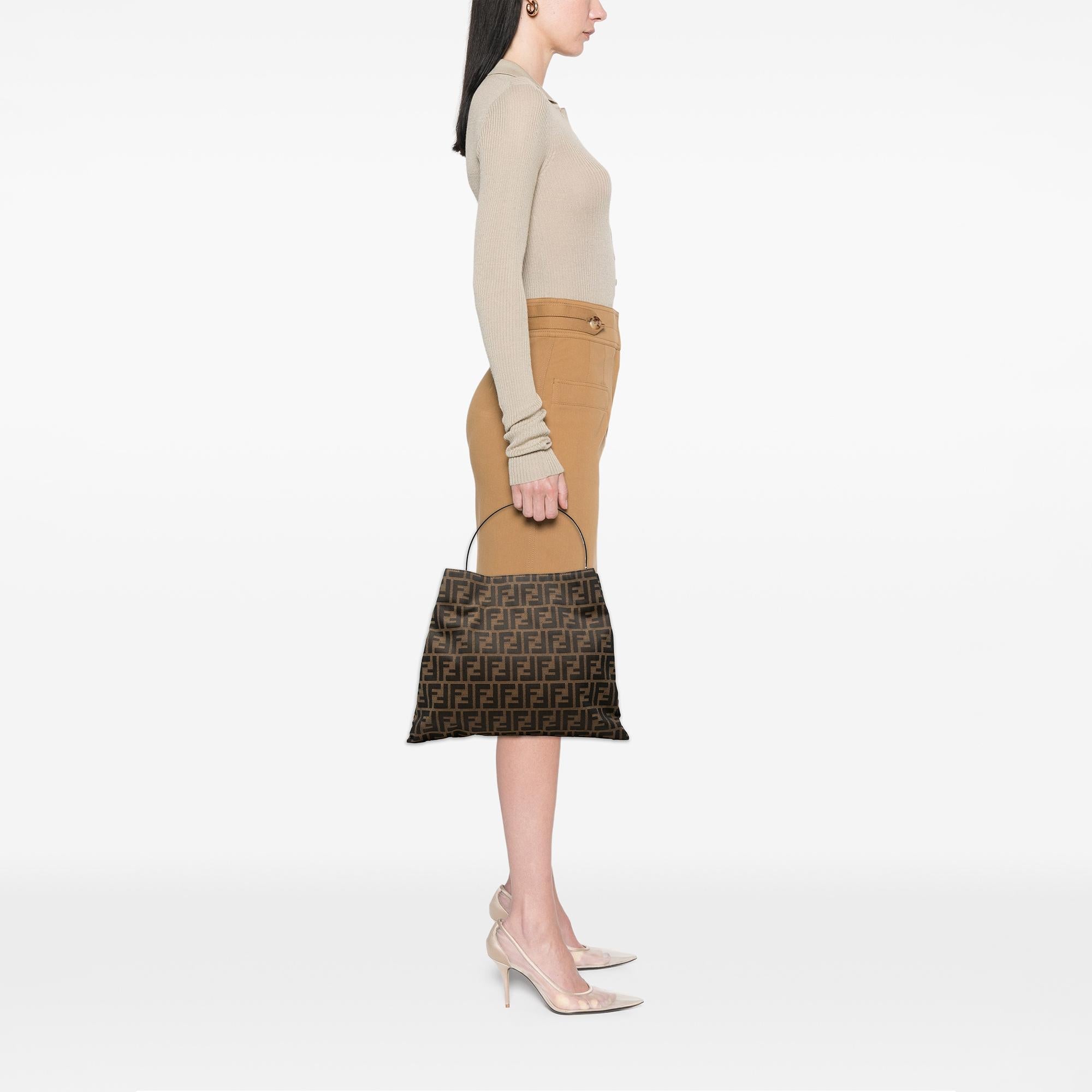 Fendi Zucca Canvas Metal Handle Tote