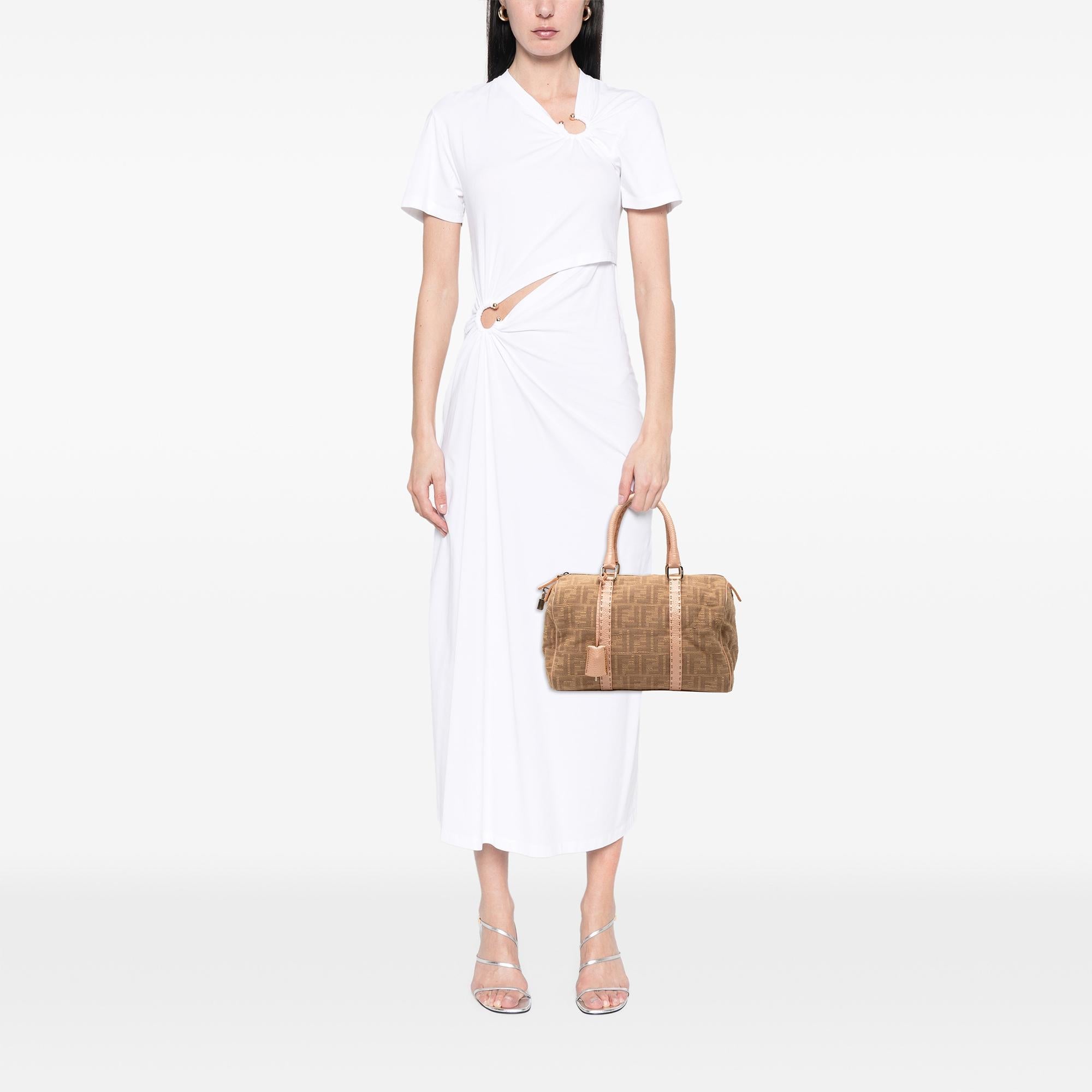 Fendi Zucca Canvas Selleria Boston Bag
