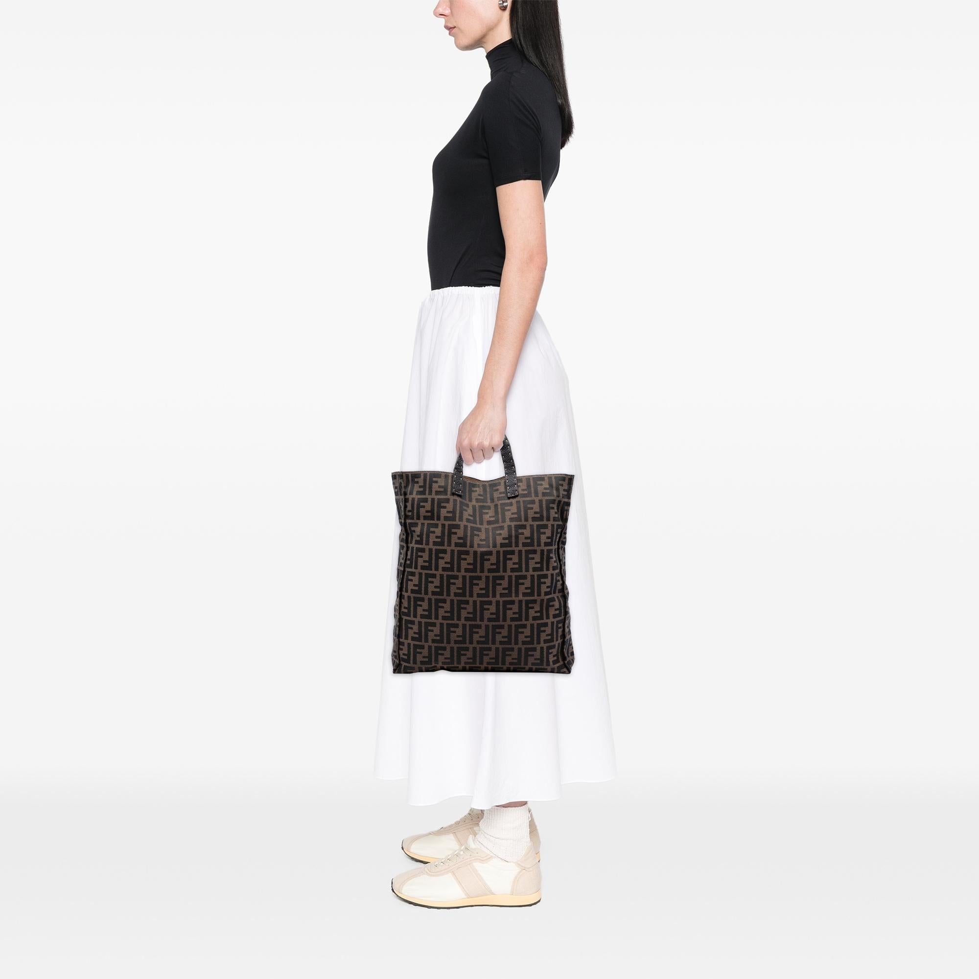 Fendi Zucca Canvas Selleria Shopping Tote