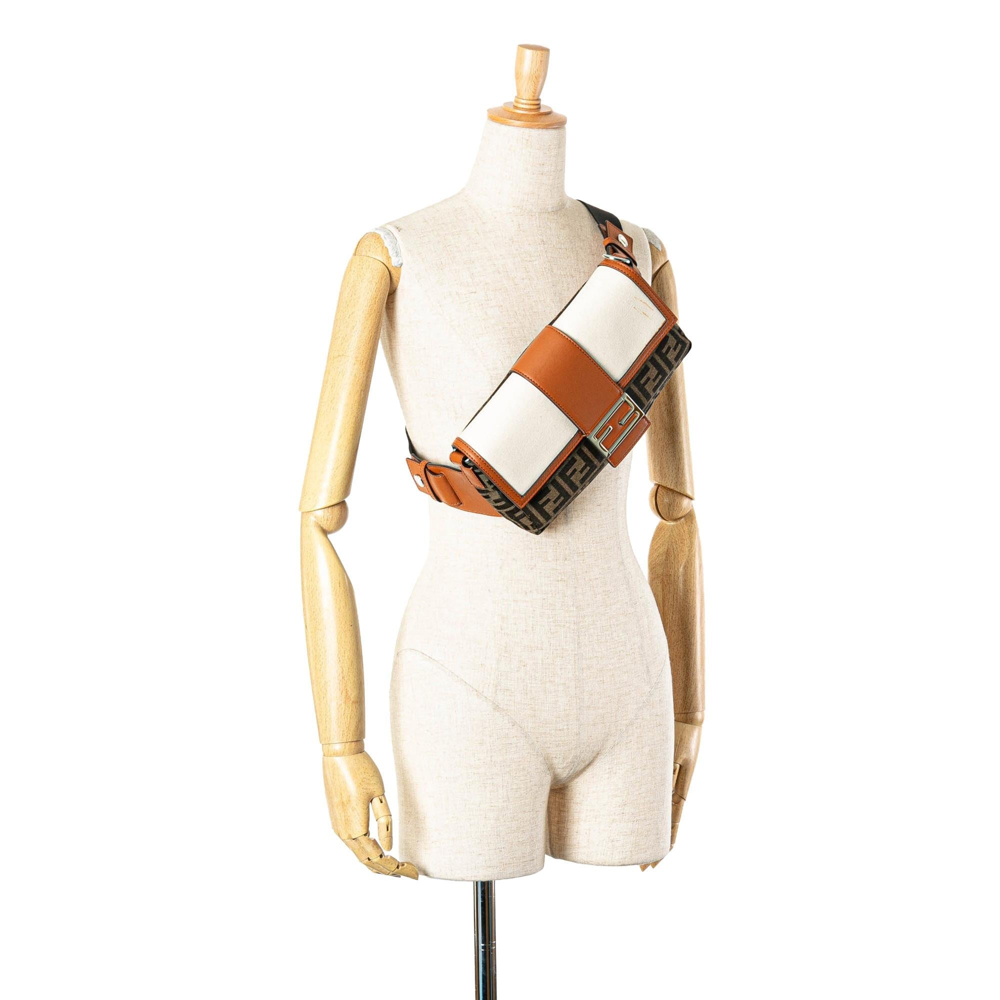 Fendi Zucca Canvas and Leather Convertible Baguette