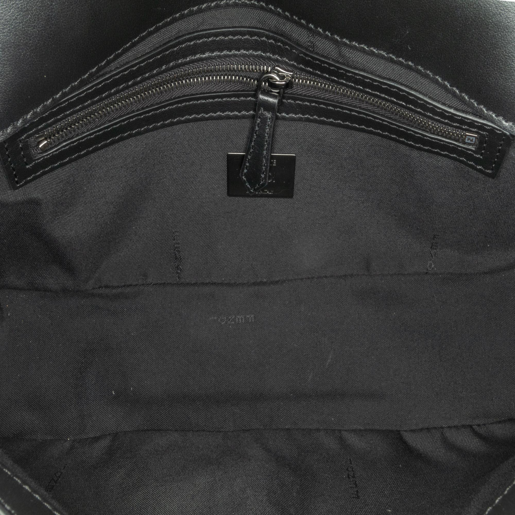 Fendi Zucca Coated Canvas And Calfskin Baguette Satchel