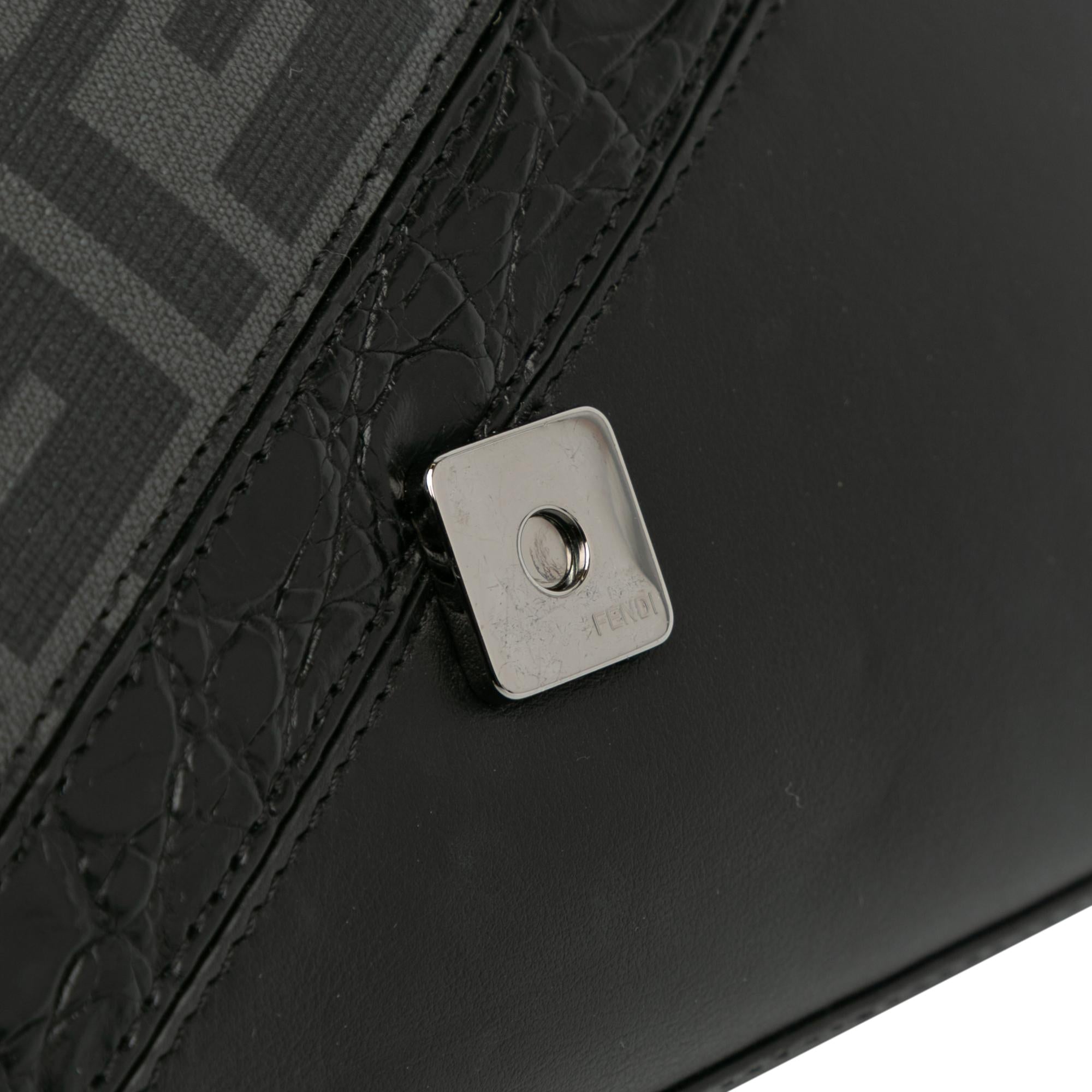 Fendi Zucca Coated Canvas And Calfskin Baguette Satchel