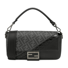 Fendi Zucca Coated Canvas And Calfskin Baguette Satchel