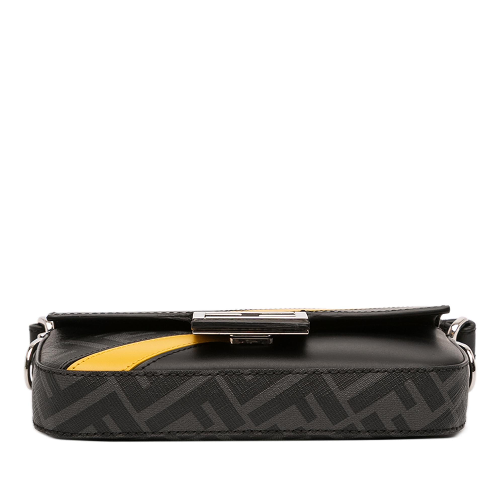 Fendi Zucca Coated Canvas FF 1974 Diagonal Convertible Baguette Satchel