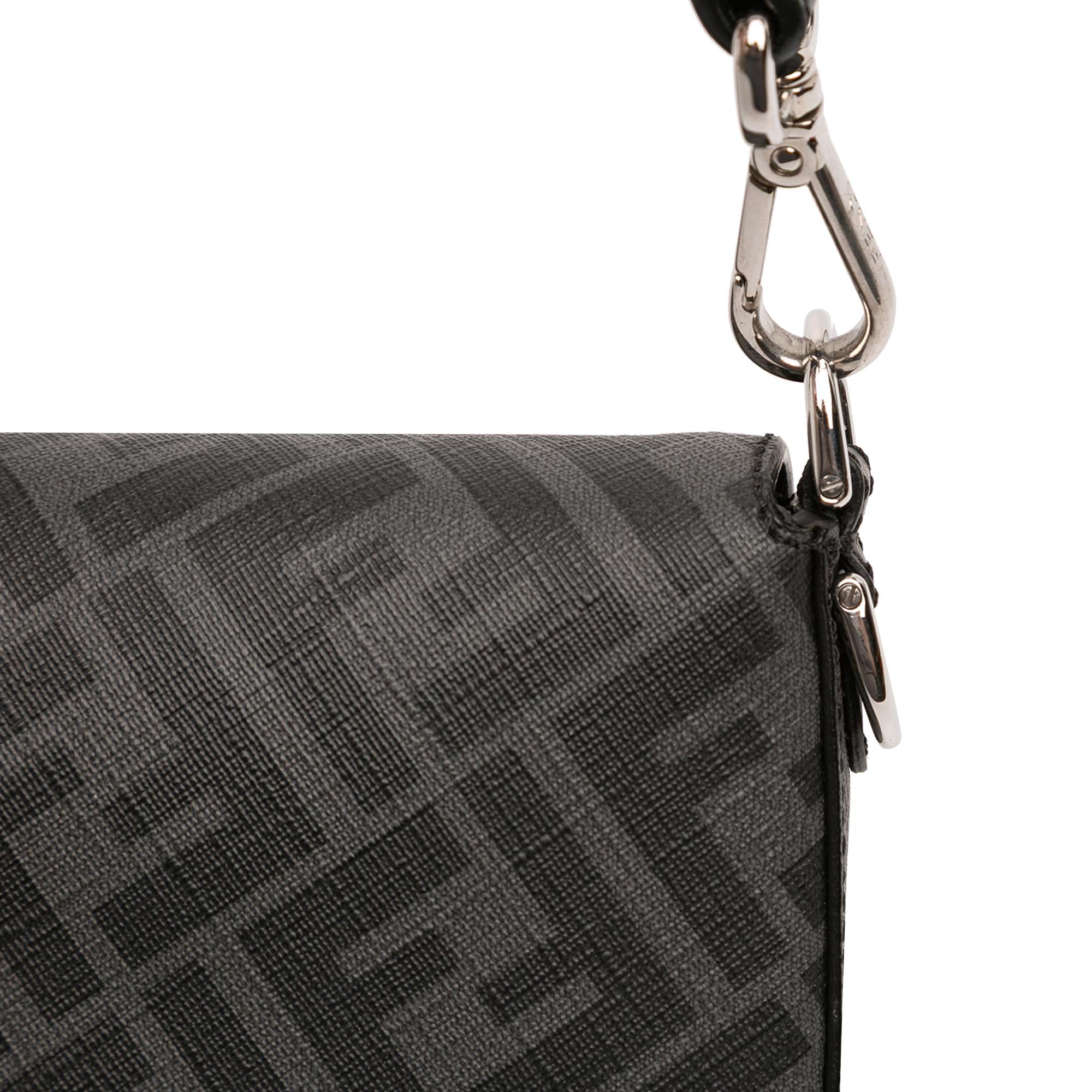 Fendi Zucca Coated Canvas FF 1974 Diagonal Convertible Baguette Satchel