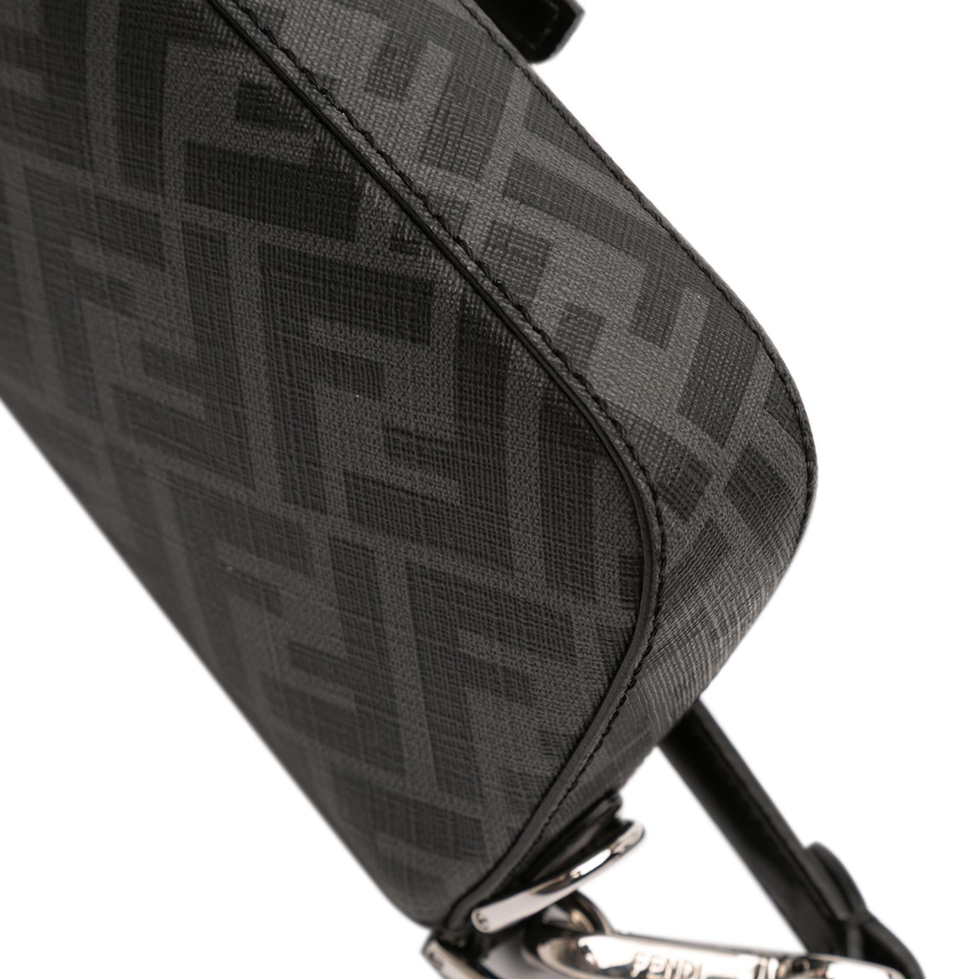 Fendi Zucca Coated Canvas FF 1974 Diagonal Convertible Baguette Satchel
