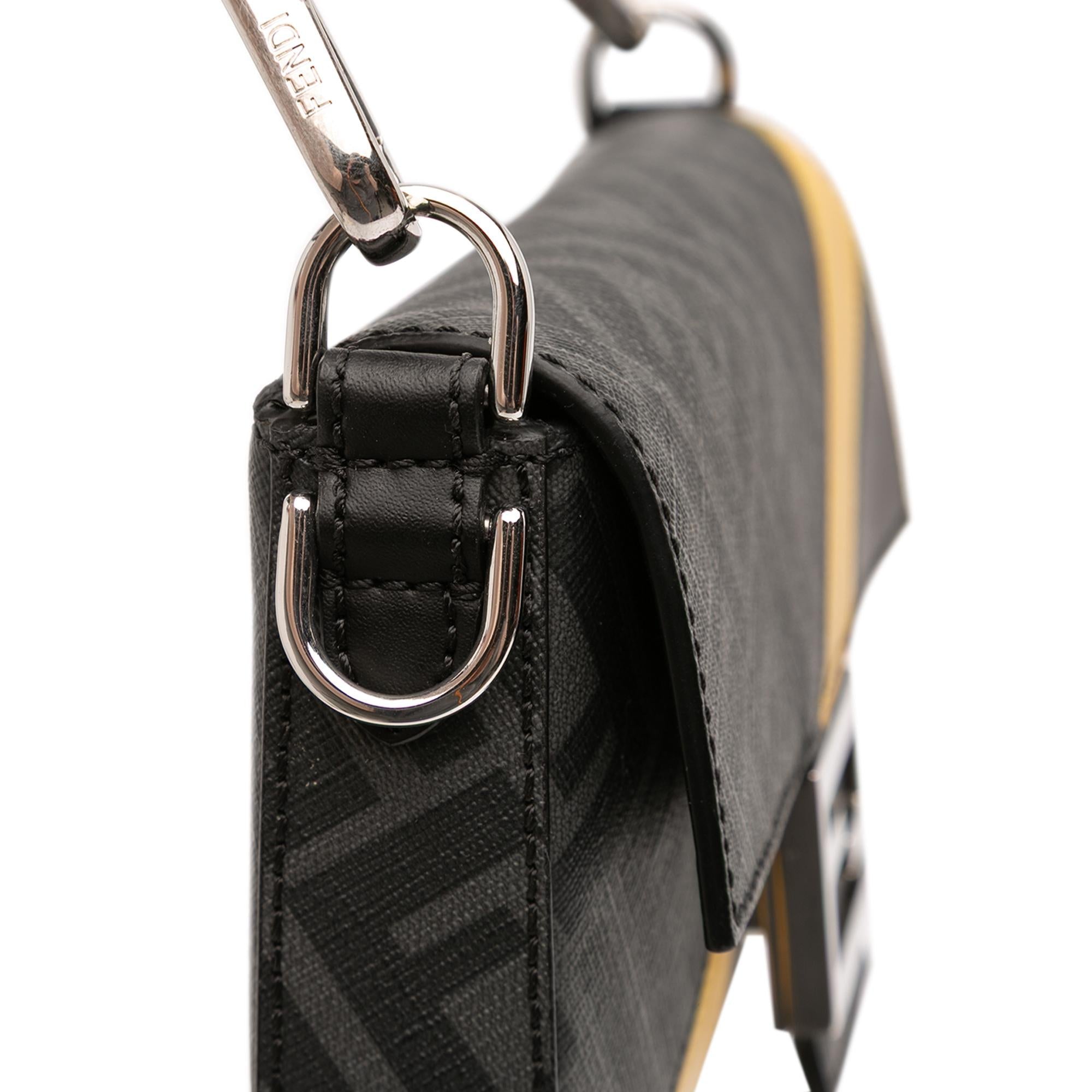 Fendi Zucca Coated Canvas FF 1974 Diagonal Convertible Baguette Satchel