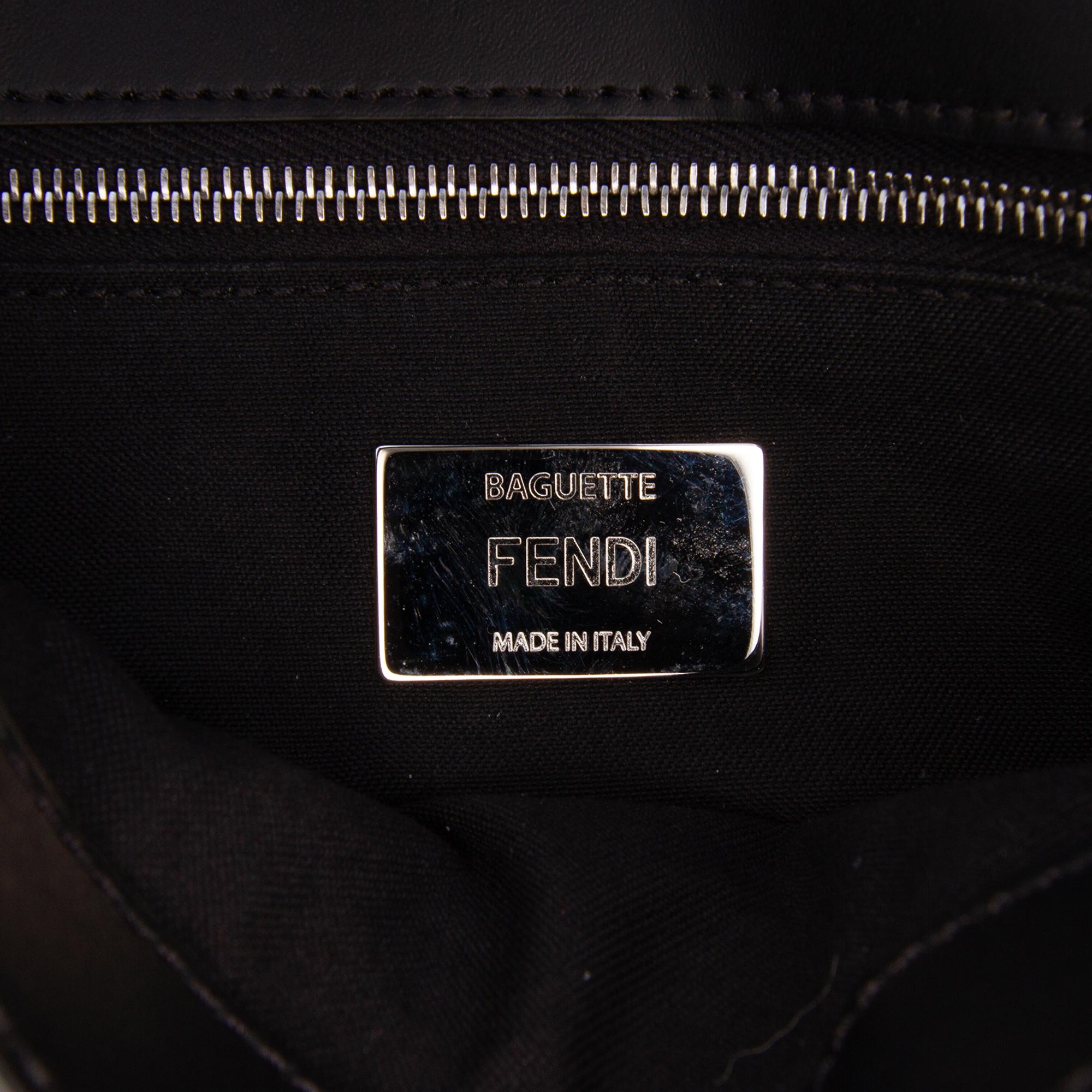 Fendi Zucca Coated Canvas FF 1974 Diagonal Convertible Baguette Satchel