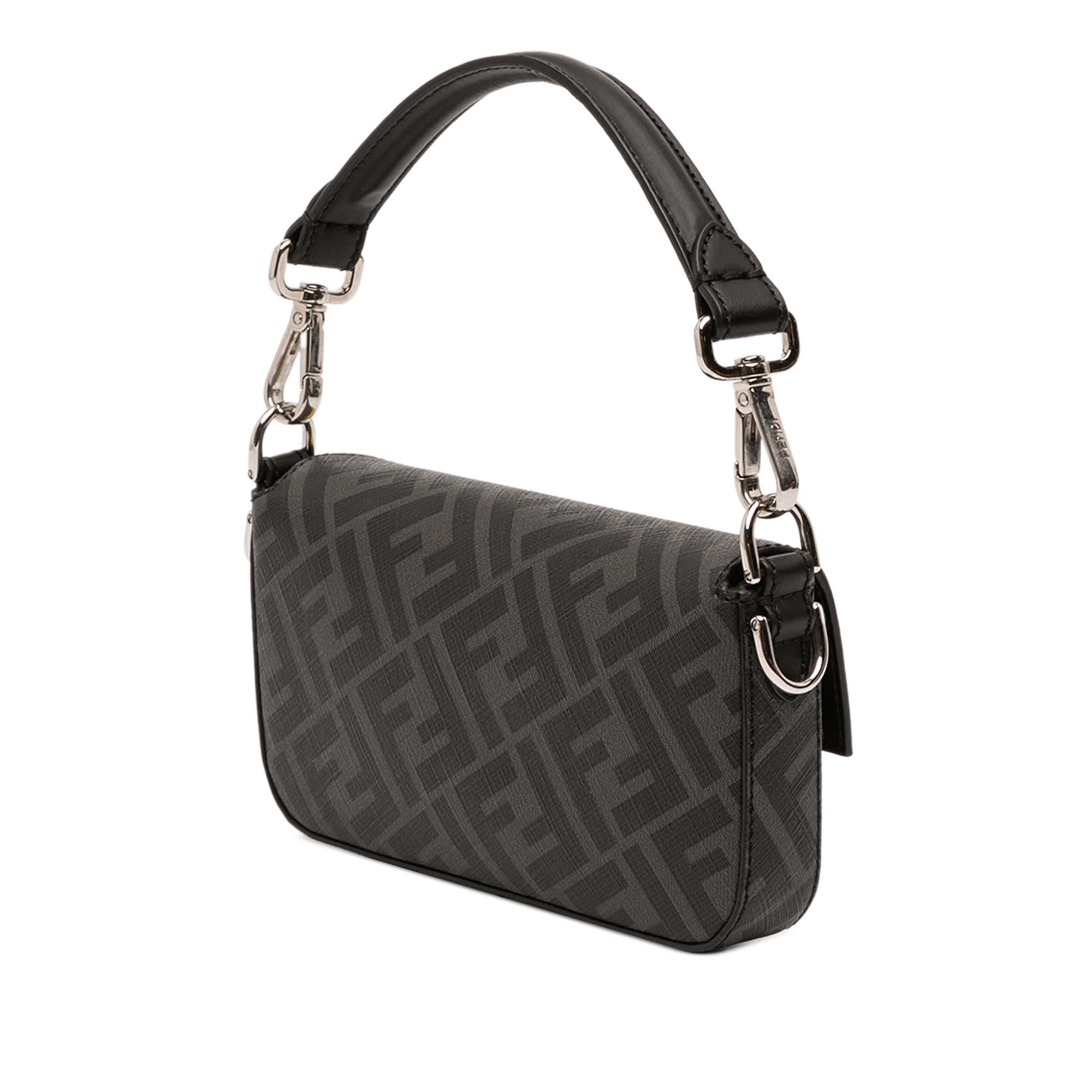 Fendi Zucca Coated Canvas FF 1974 Diagonal Convertible Baguette Satchel