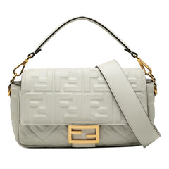 Fendi Zucca Embossed Leather Baguette Satchel