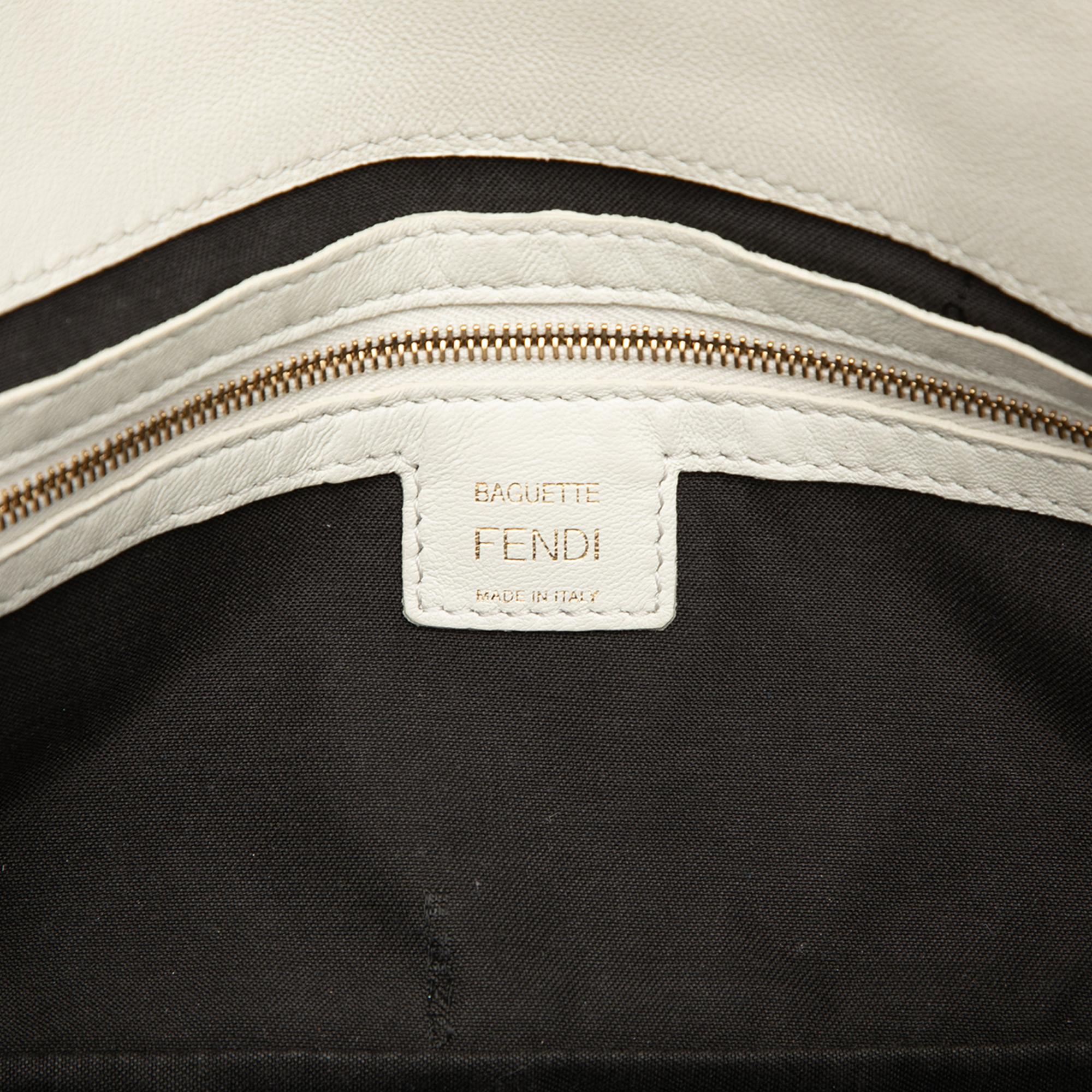 Fendi Zucca Embossed Leather Baguette Satchel