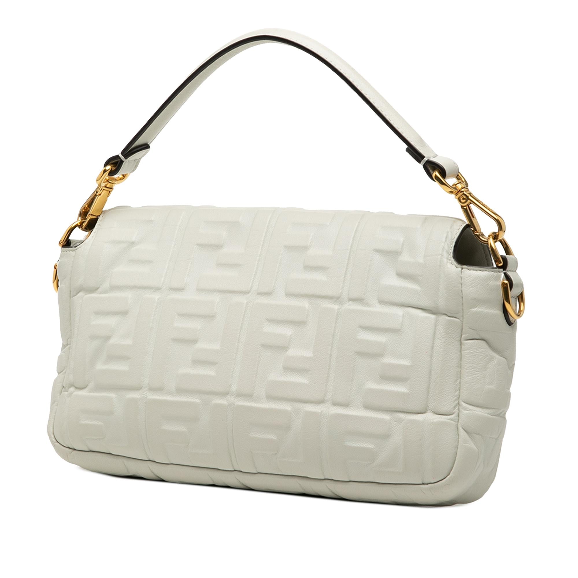 Fendi Zucca Embossed Leather Baguette Satchel
