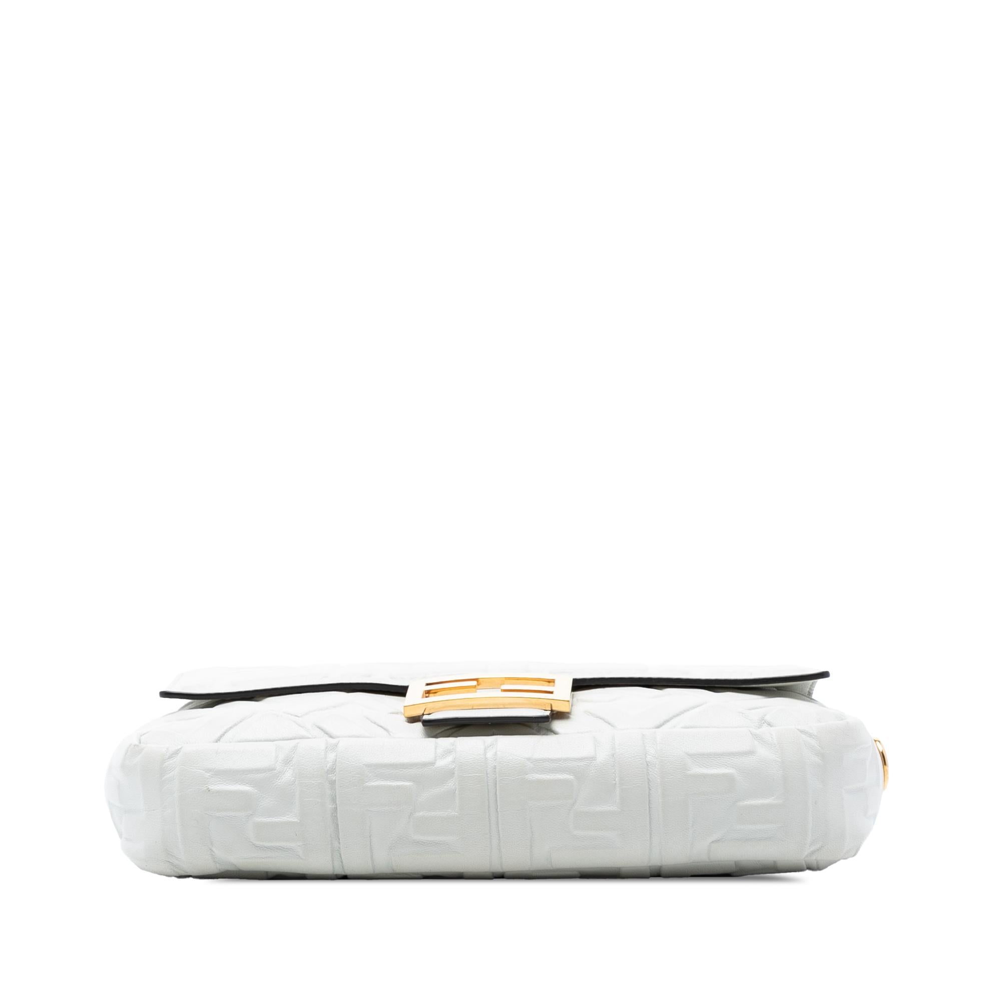 Fendi Zucca Embossed Leather Baguette Satchel