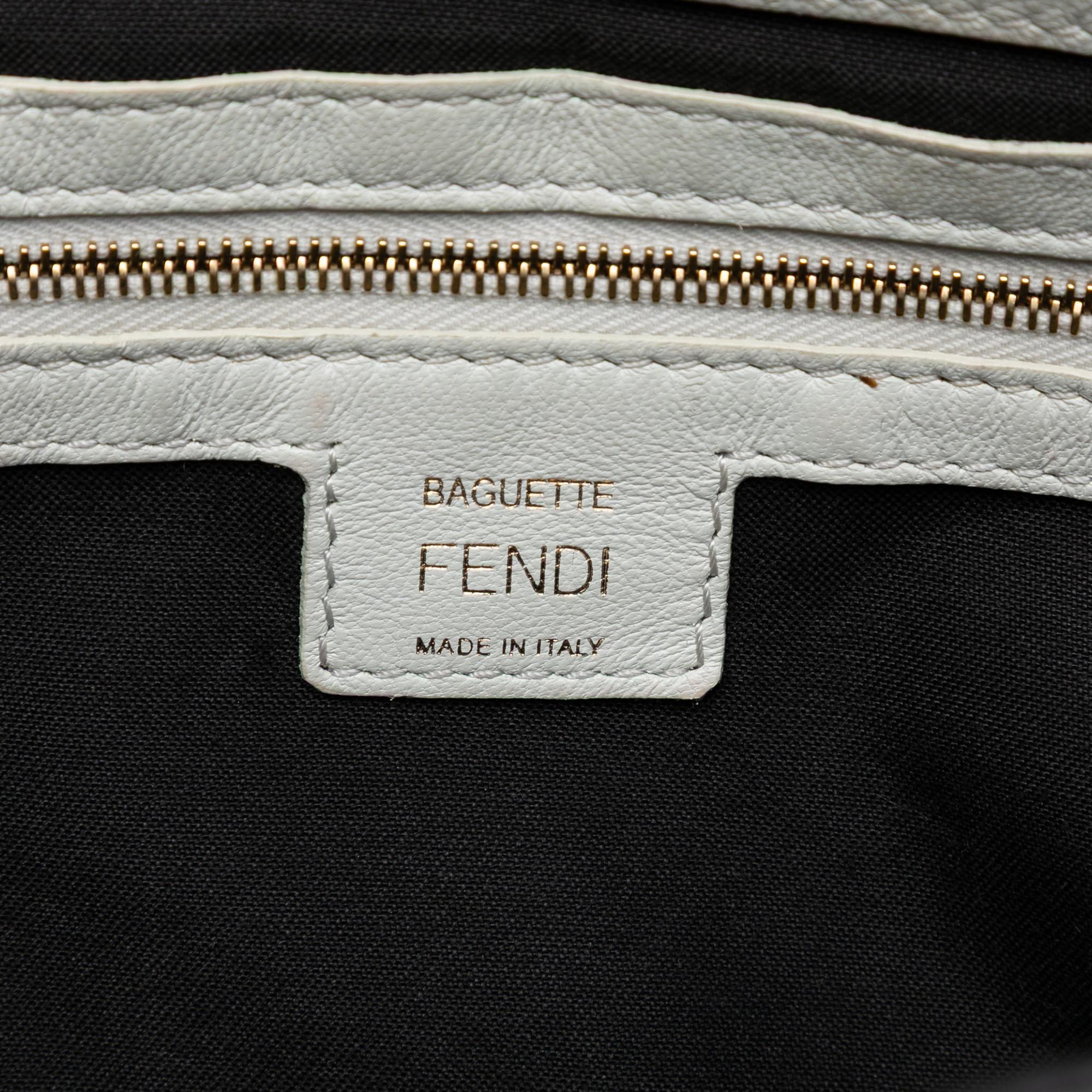 Fendi Zucca Embossed Leather Baguette Satchel