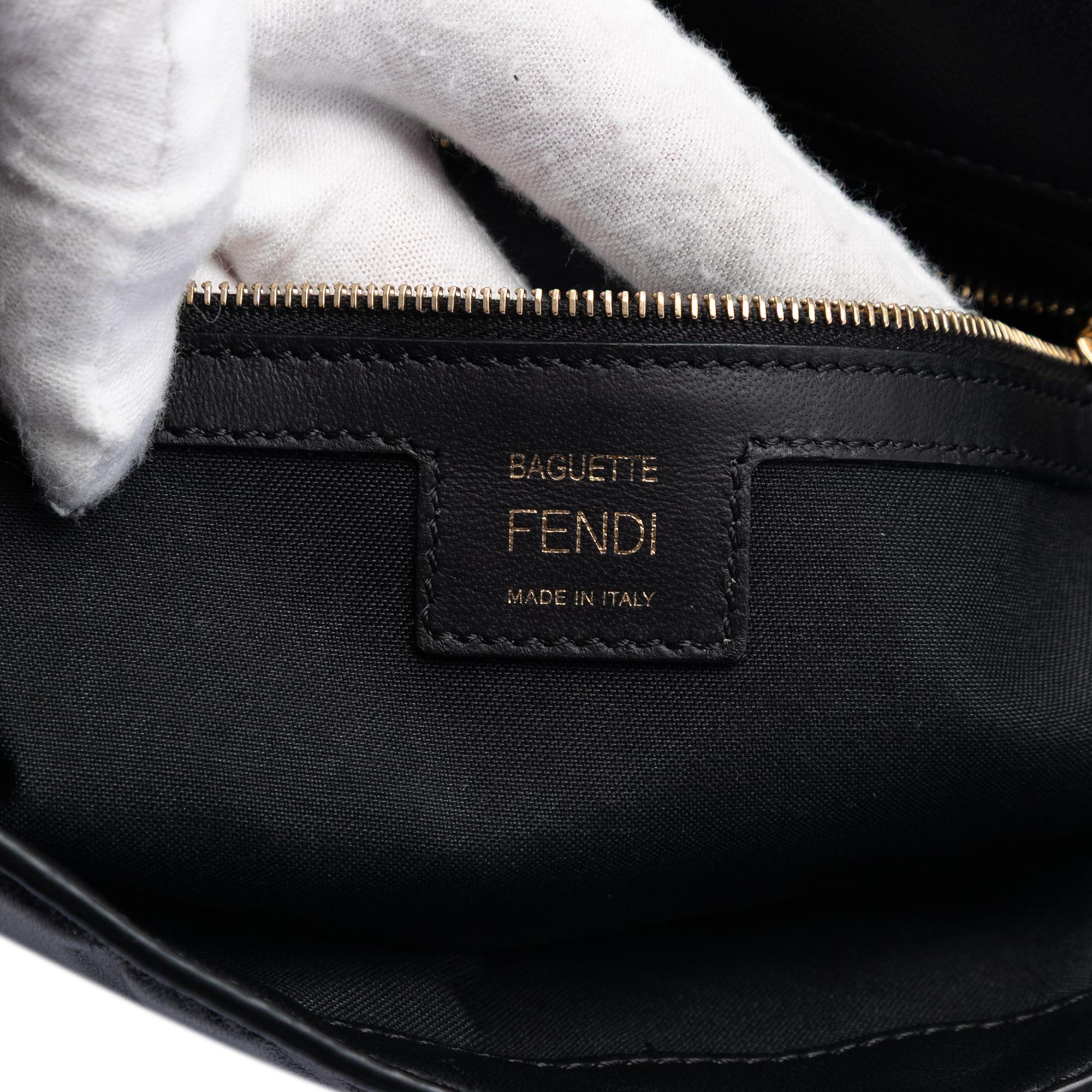 Fendi Zucca Embossed Leather Baguette Satchel