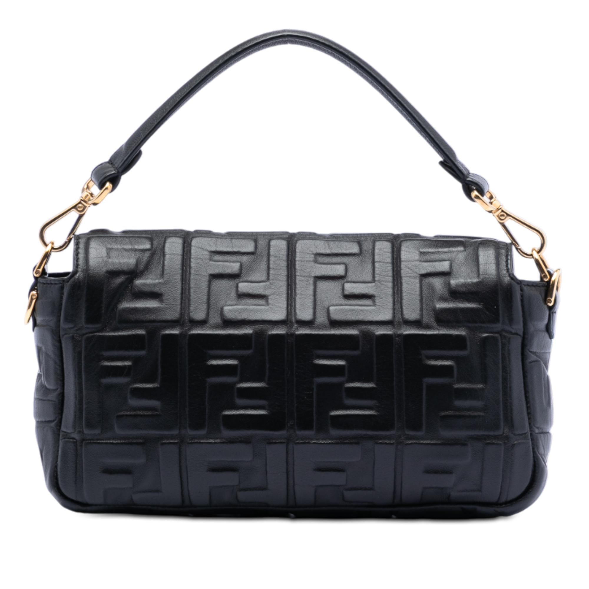 Fendi Zucca Embossed Leather Baguette Satchel