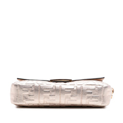 Fendi Zucca Embossed Leather Baguette Satchel