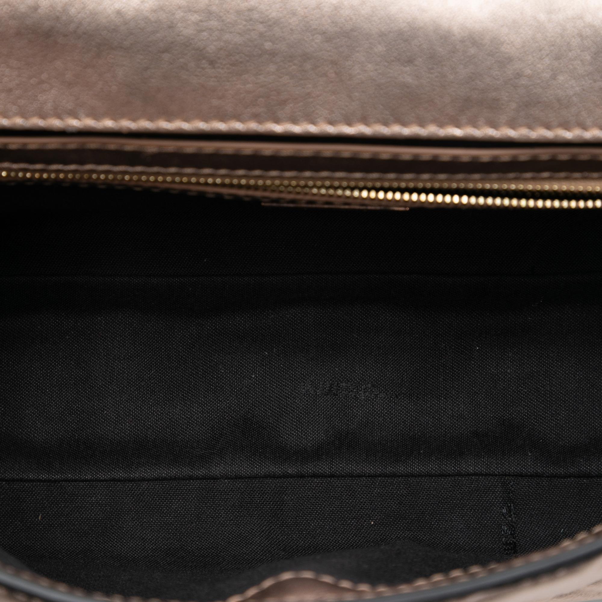 Fendi Zucca Embossed Leather Baguette Satchel