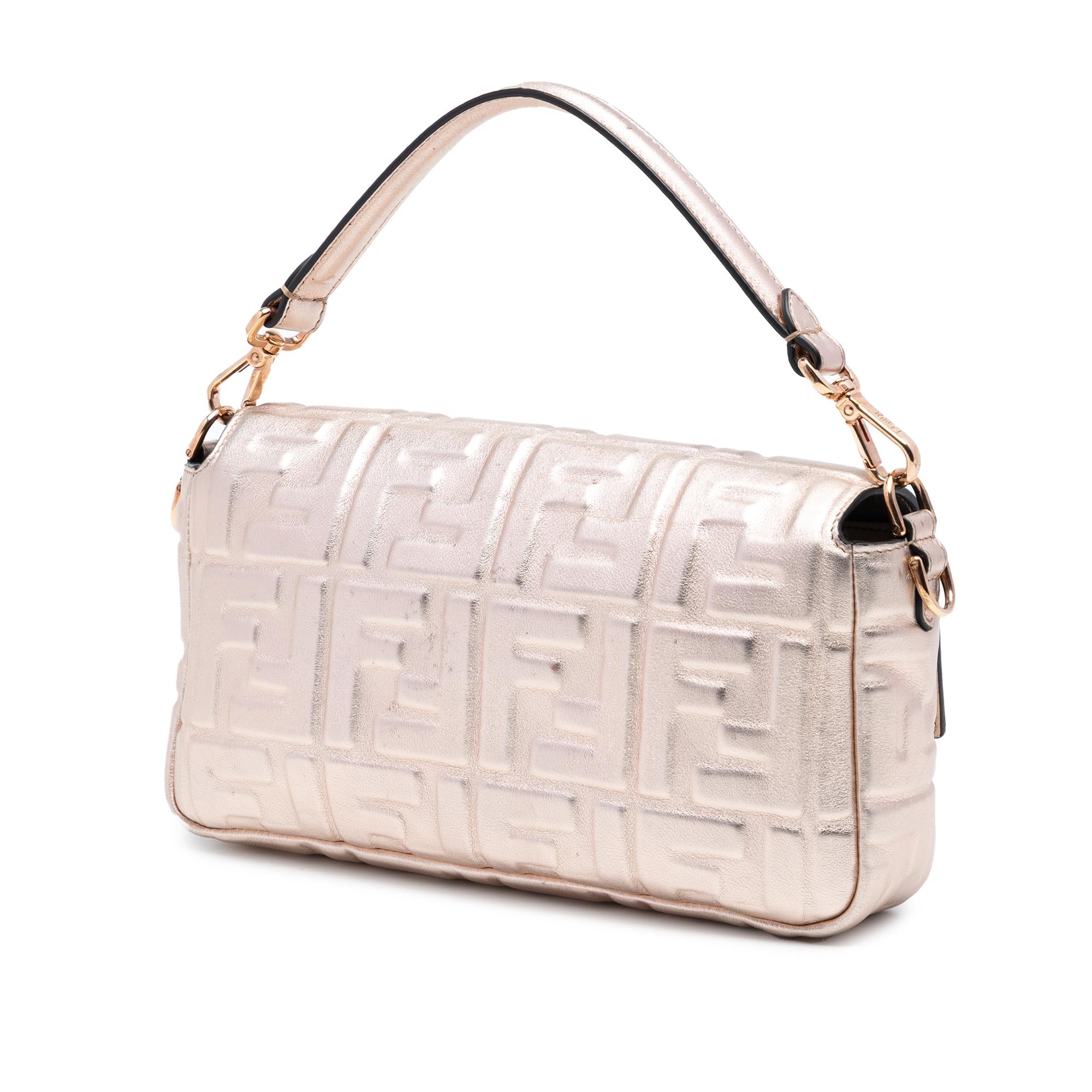 Fendi Zucca Embossed Leather Baguette Satchel