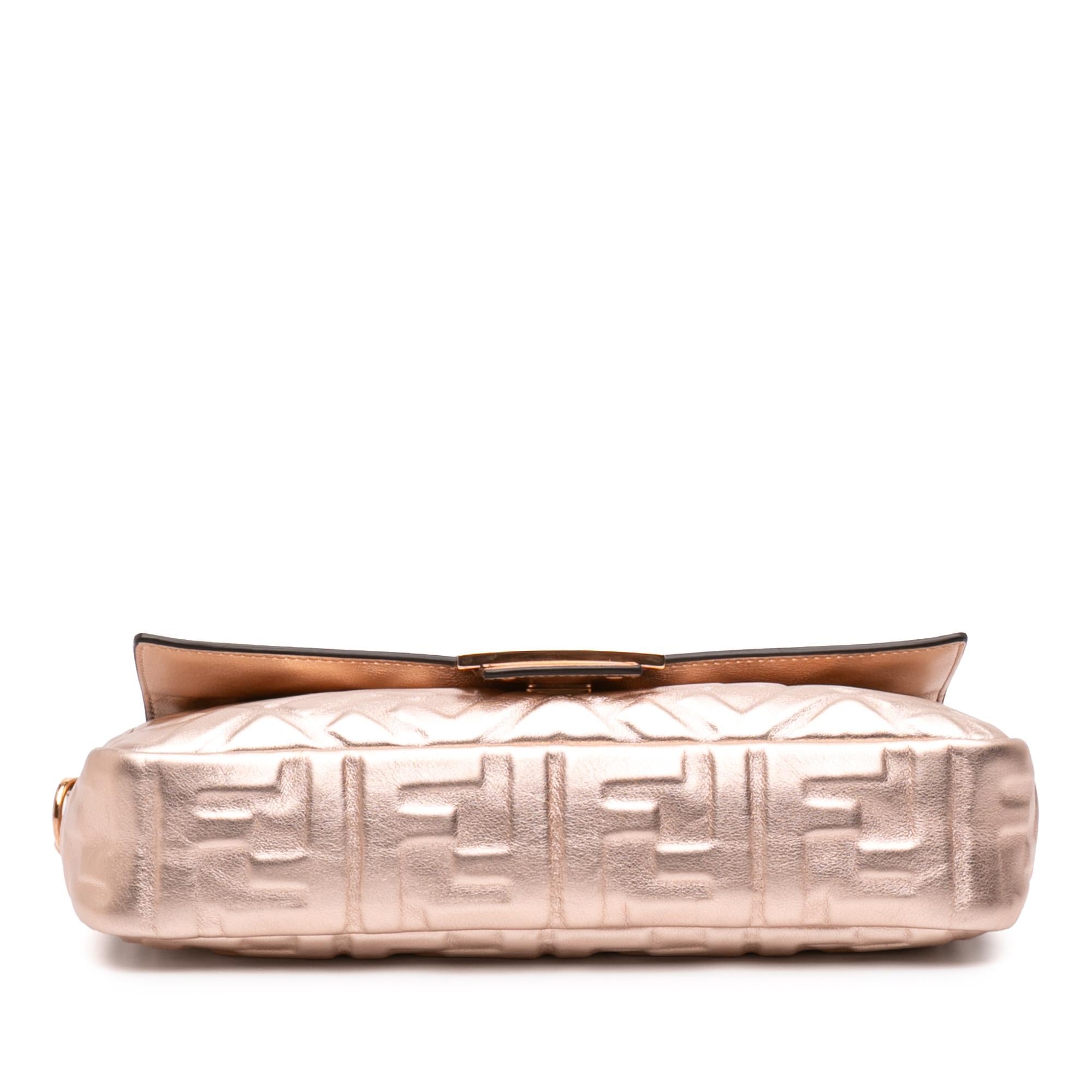 Fendi Zucca Embossed Leather Baguette Satchel