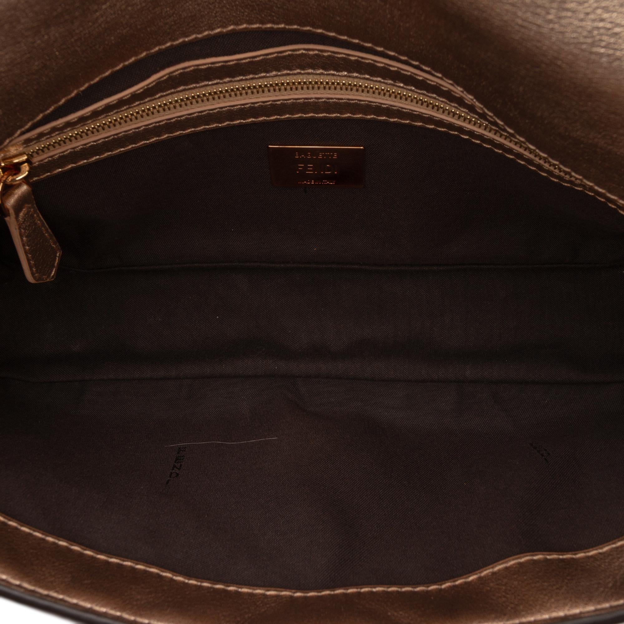 Fendi Zucca Embossed Leather Baguette Satchel