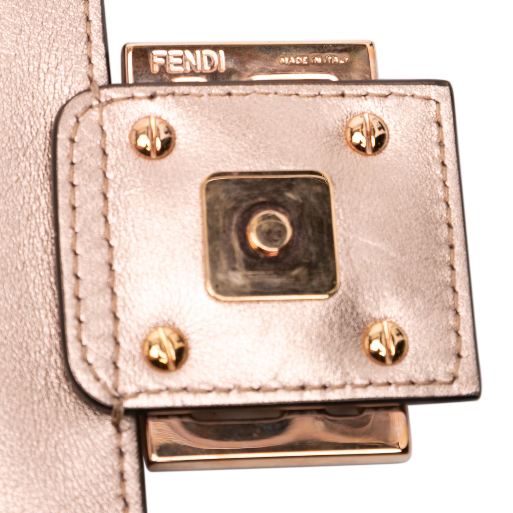 Fendi Zucca Embossed Leather Baguette Satchel
