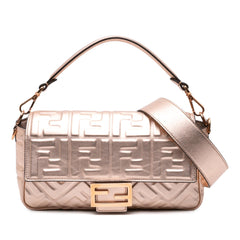 Fendi Zucca Embossed Leather Baguette Satchel
